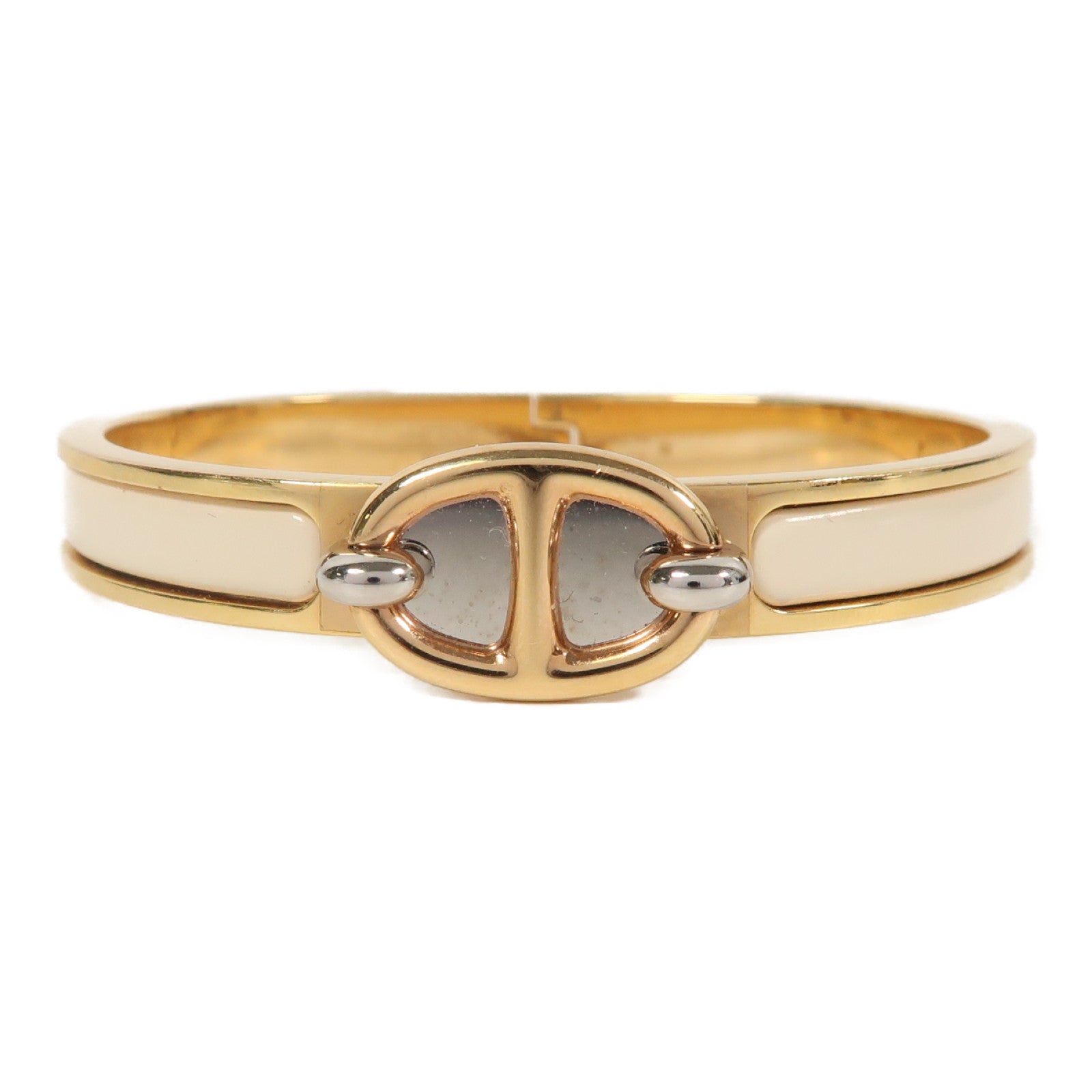 HERMES 金屬Mini Clic Chaine D'Ancre Bracelet手鐲米色/金色