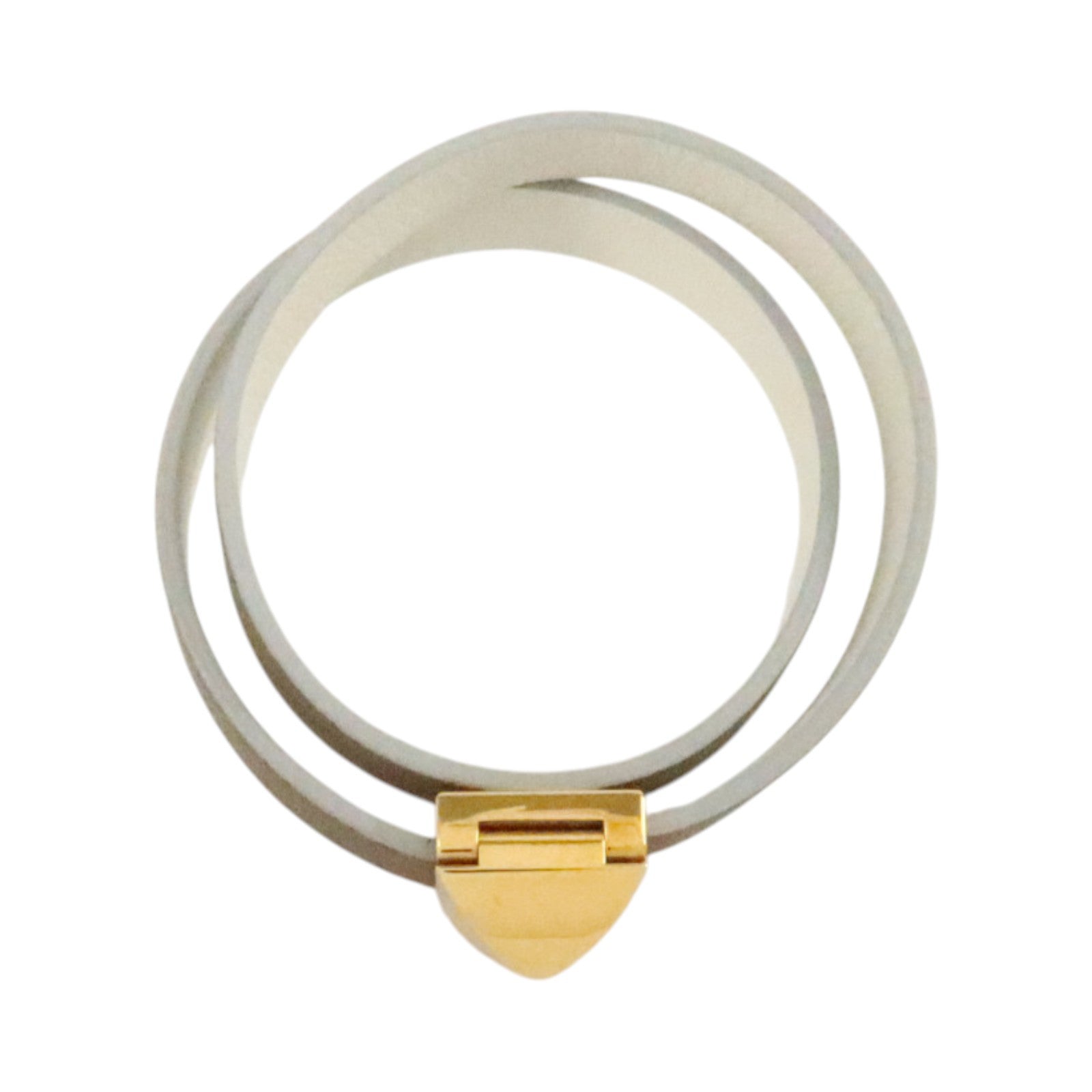 HERMES Swift皮革Medor Infini Double金扣手鏈Etoupe/Blanc