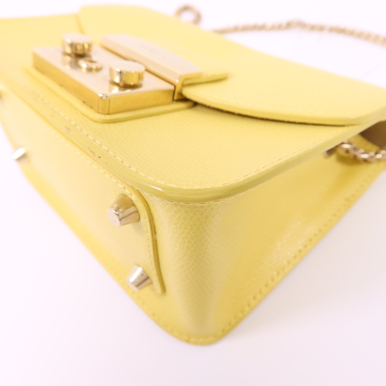 Furla 牛皮皮革Chain Shoulder Bag金扣鏈帶肩背袋