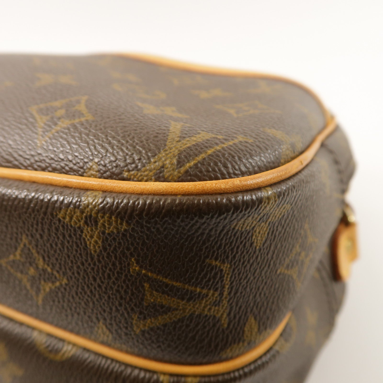 LOUIS VUITTON Monogram Reporter PM金扣肩背袋棕色