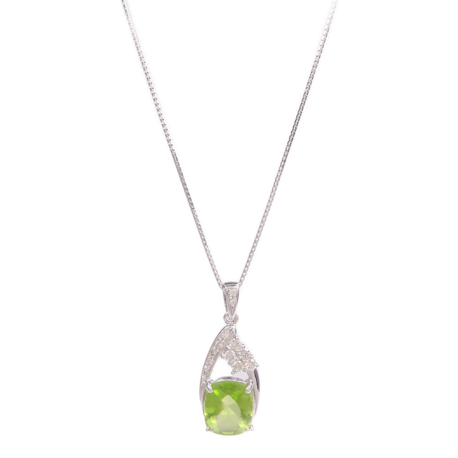 JEWELRY 【激減優惠】18K白金Peridot Diamnd Necklace橄欖石/鑽石項鍊