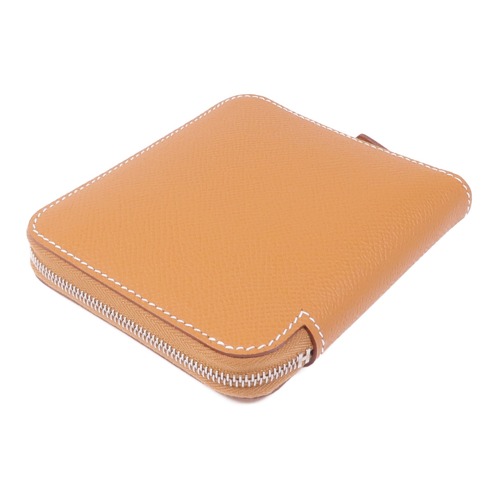 HERMES Epsom皮革Silk In Compact Wallet銀扣錢包Gold