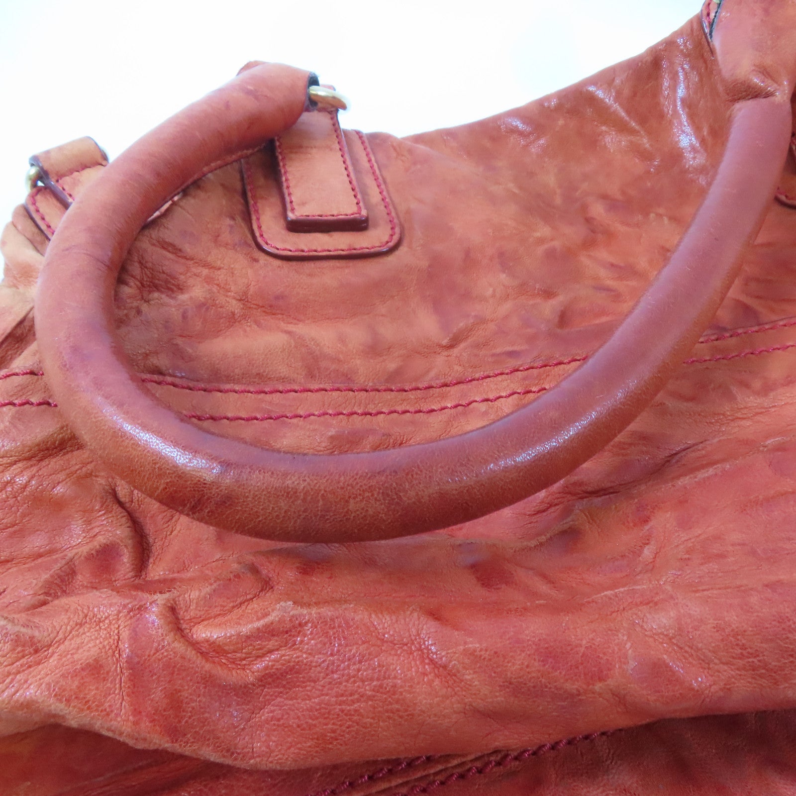 GIVENCHY 皮革Pandora Bag金扣手挽肩背兩用袋橙色