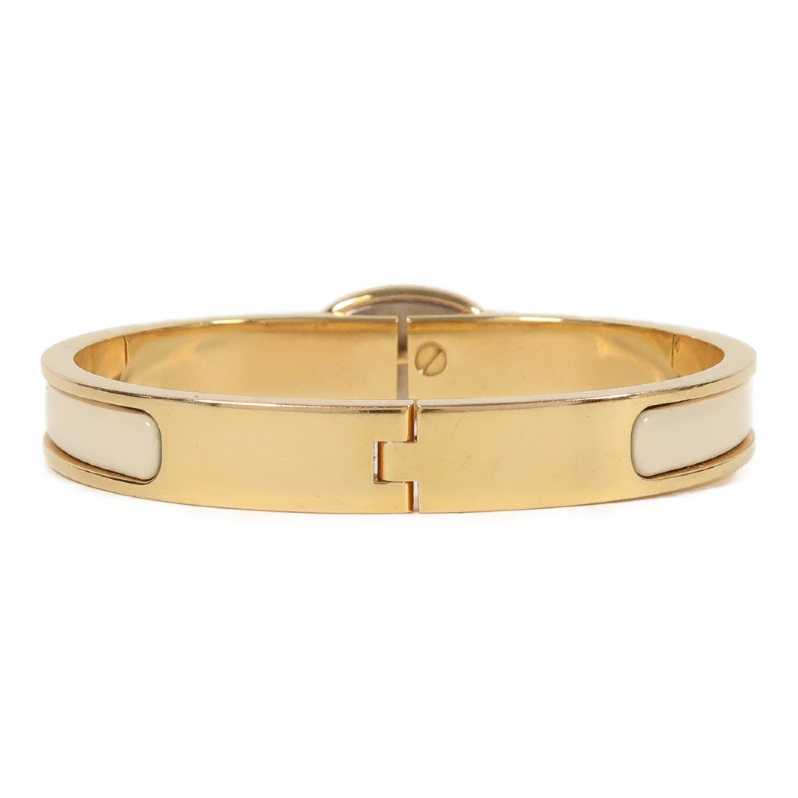 HERMES 金屬Mini Clic Chaine D'Ancre Bracelet手鐲米色/金色