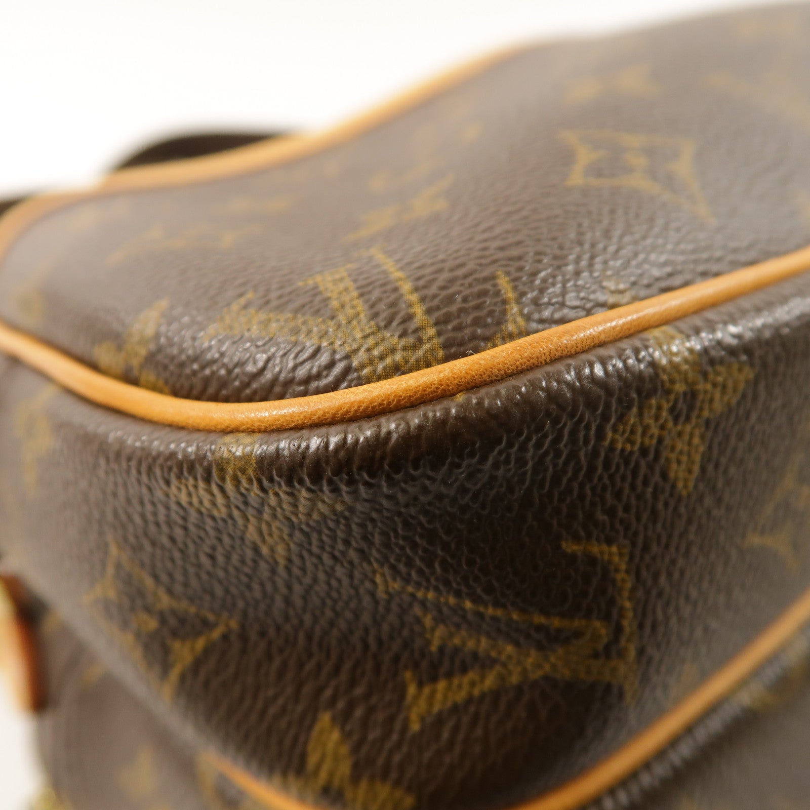 LOUIS VUITTON Monogram Reporter PM金扣肩背袋棕色