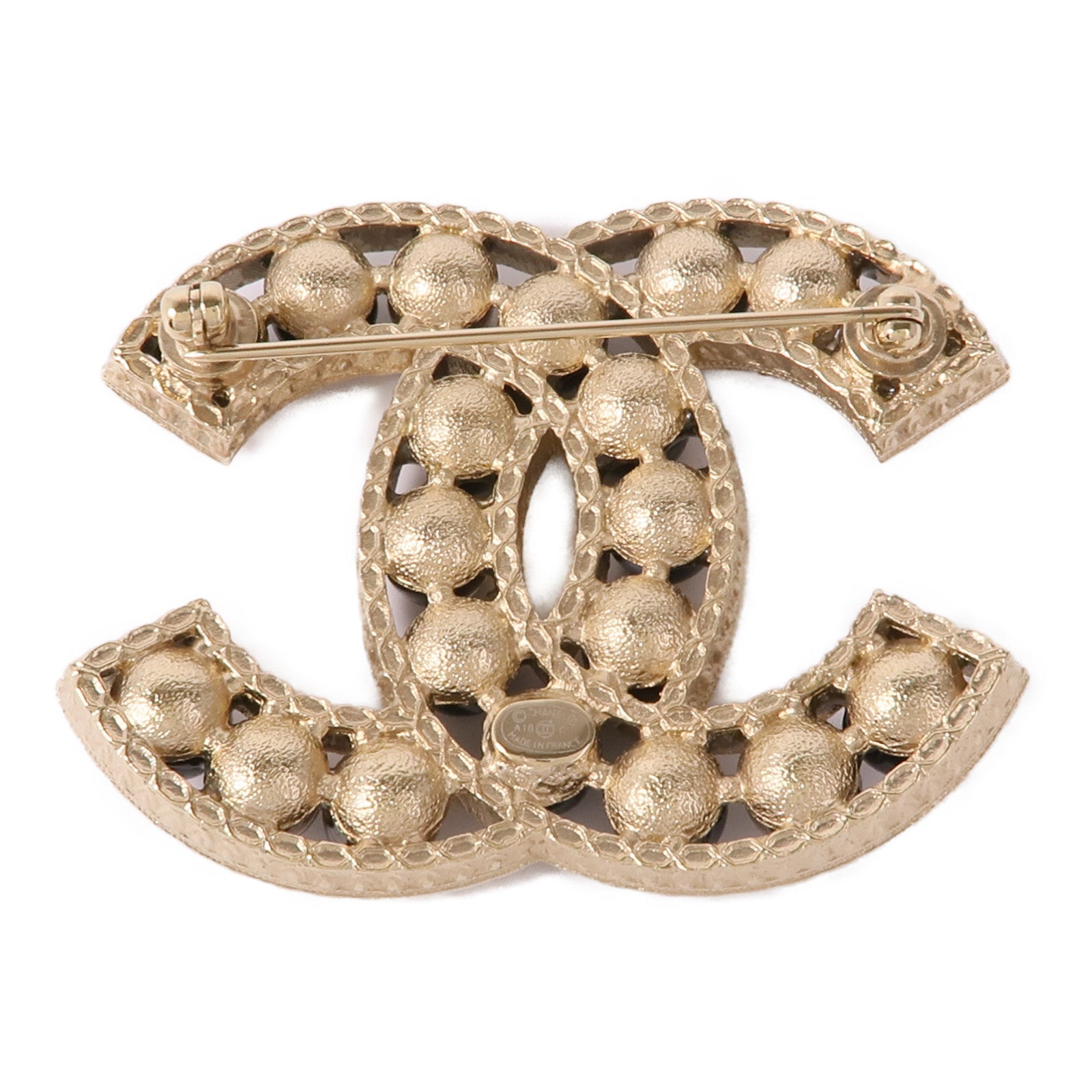 CHANEL CC Brooch Accessories Metal PVC Gold Black