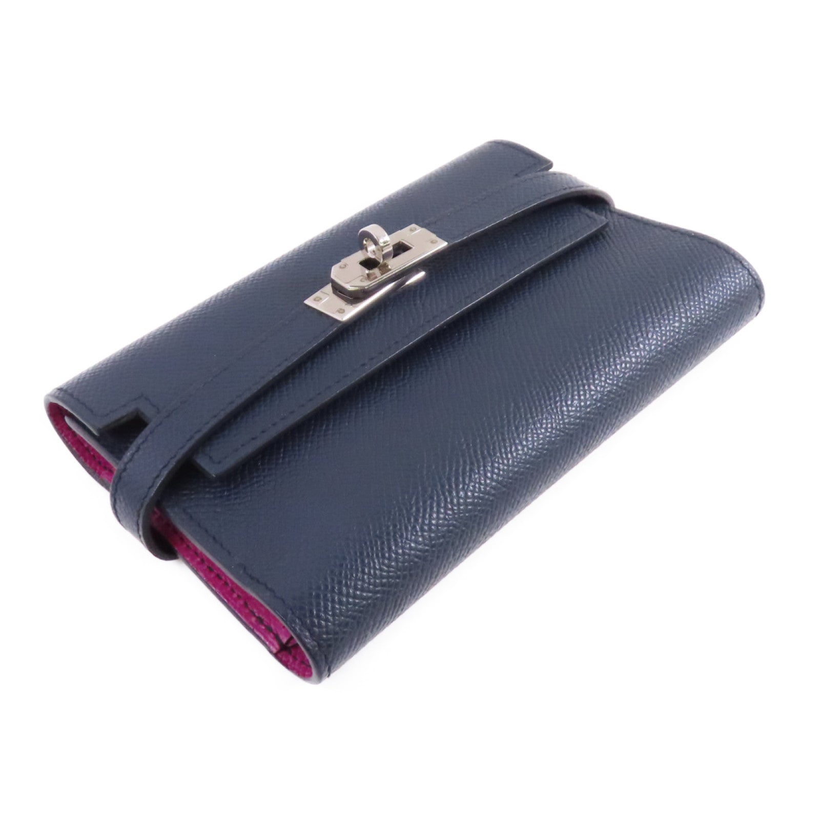 HERMES Epsom皮革Kelly Short Wallet銀扣短錢包