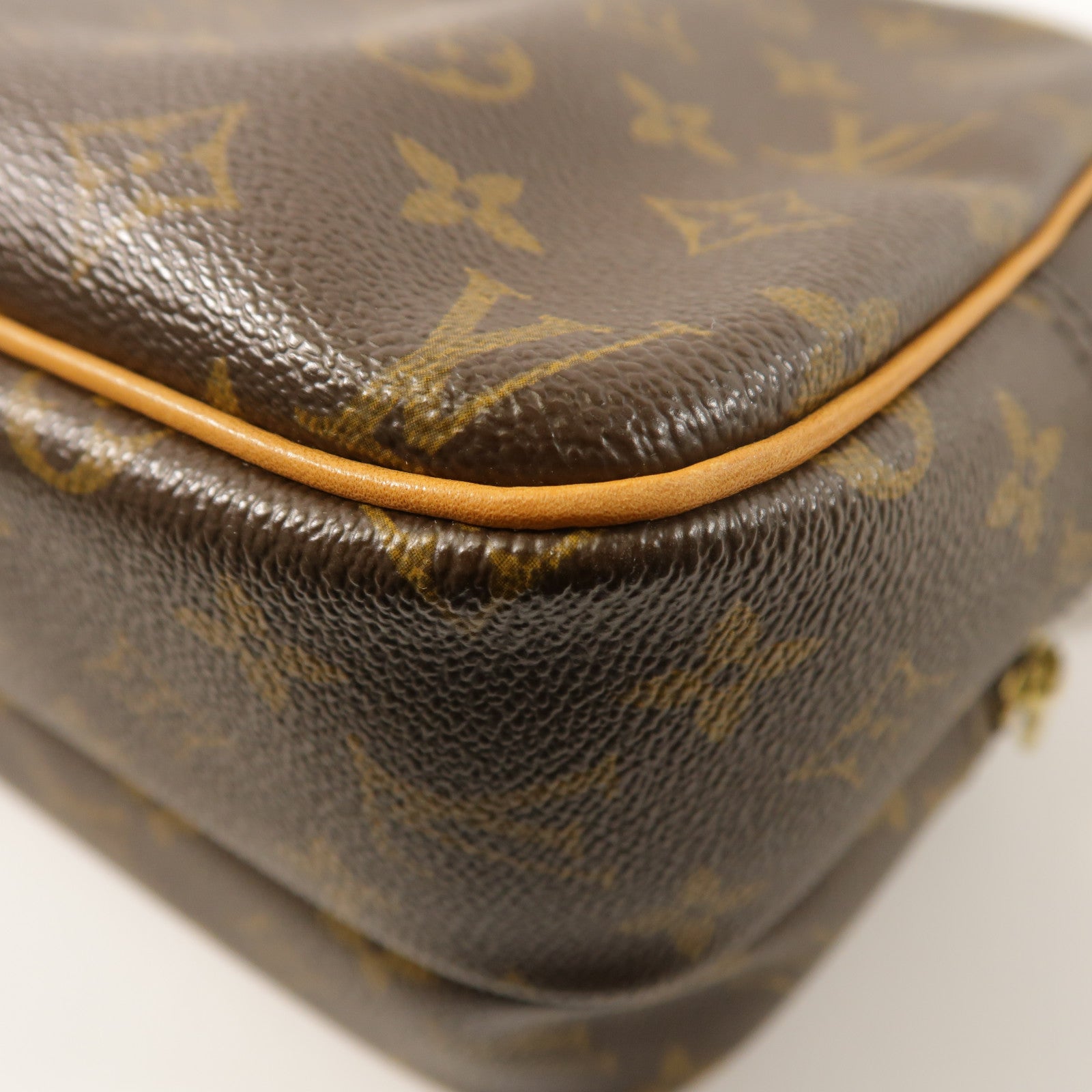 LOUIS VUITTON Monogram Reporter PM金扣肩背袋棕色