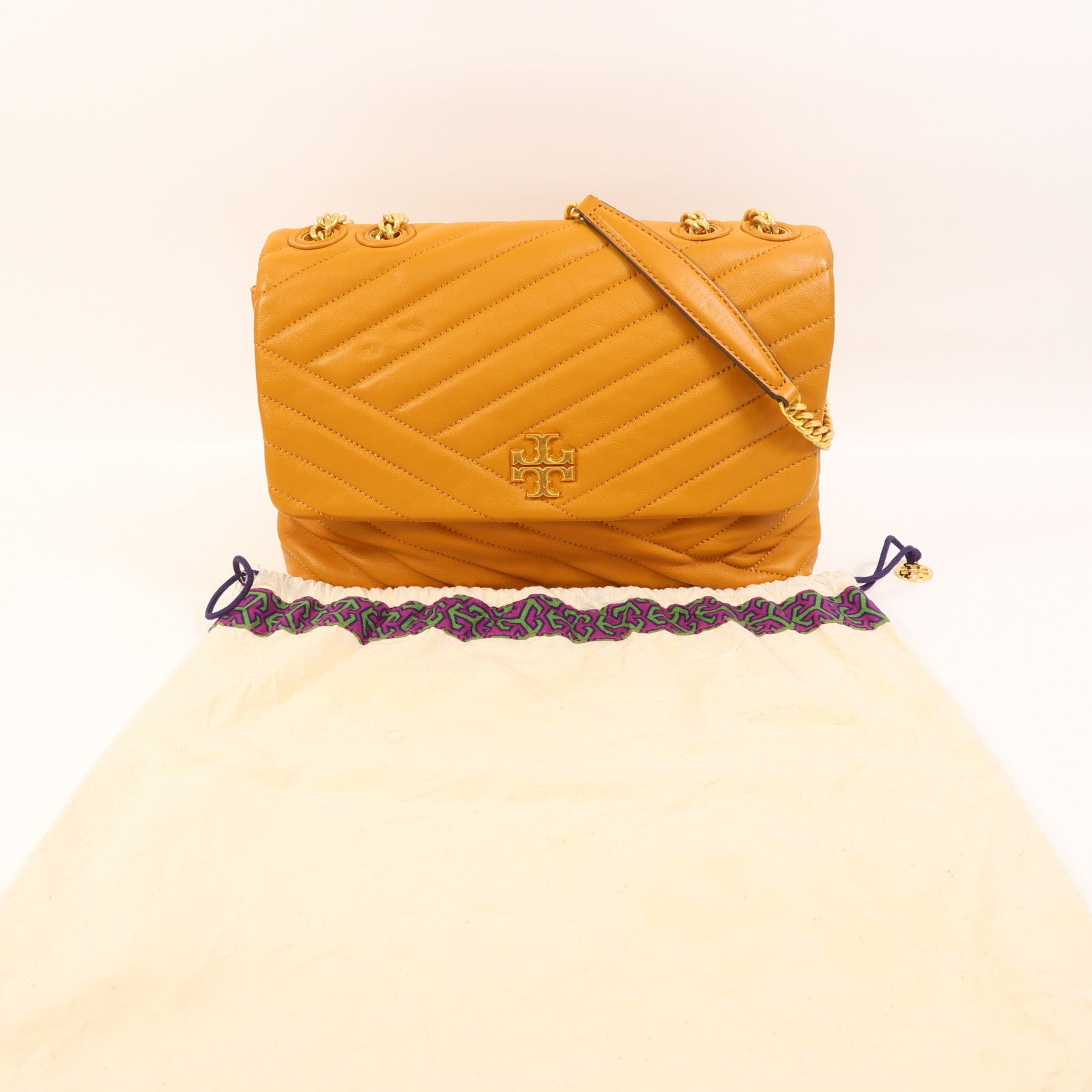 Tory Burch 牛皮皮革Chain Shoulder金扣鏈帶肩背袋