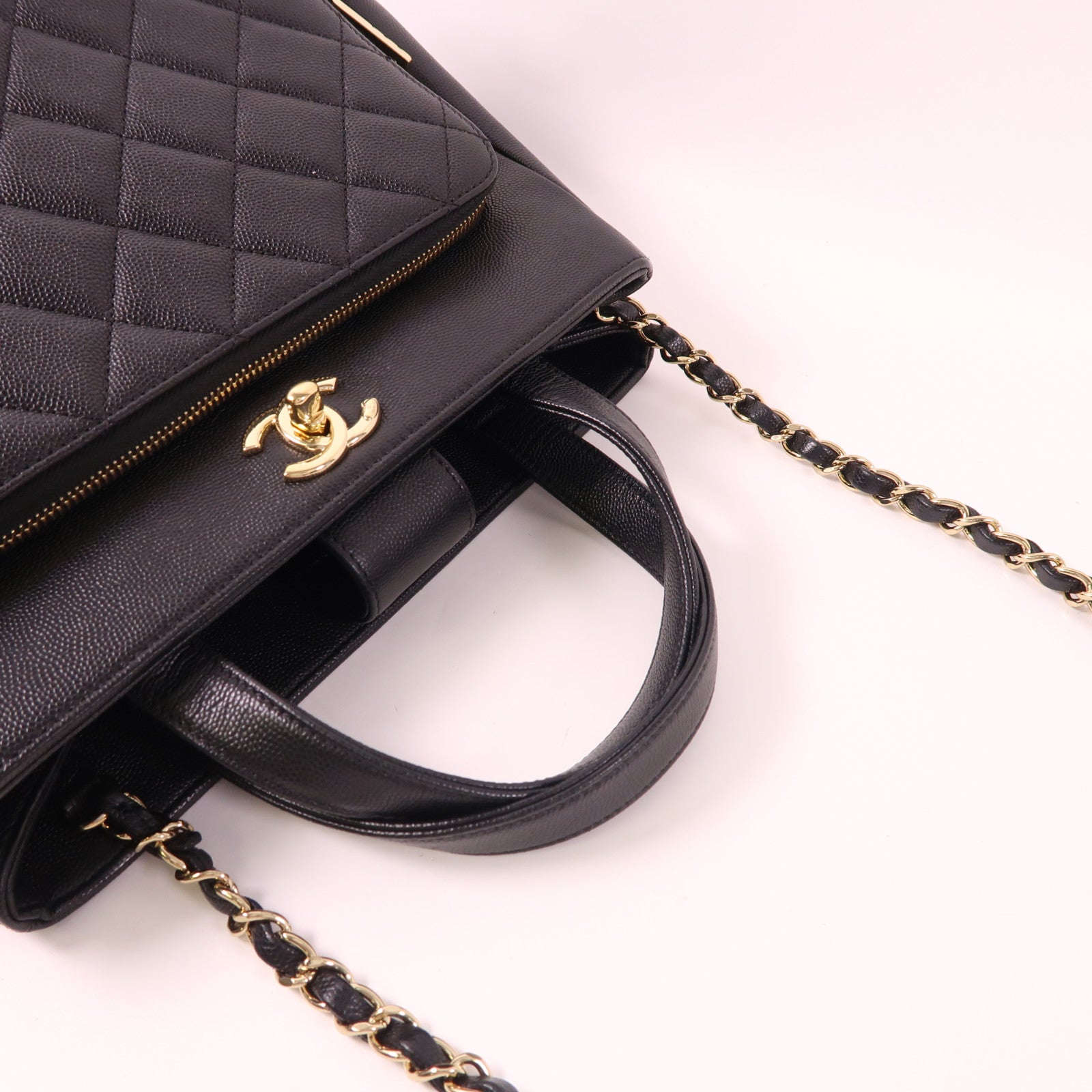 CHANEL 牛皮皮革2 Way Shoulder Bag金扣手挽肩背兩用袋