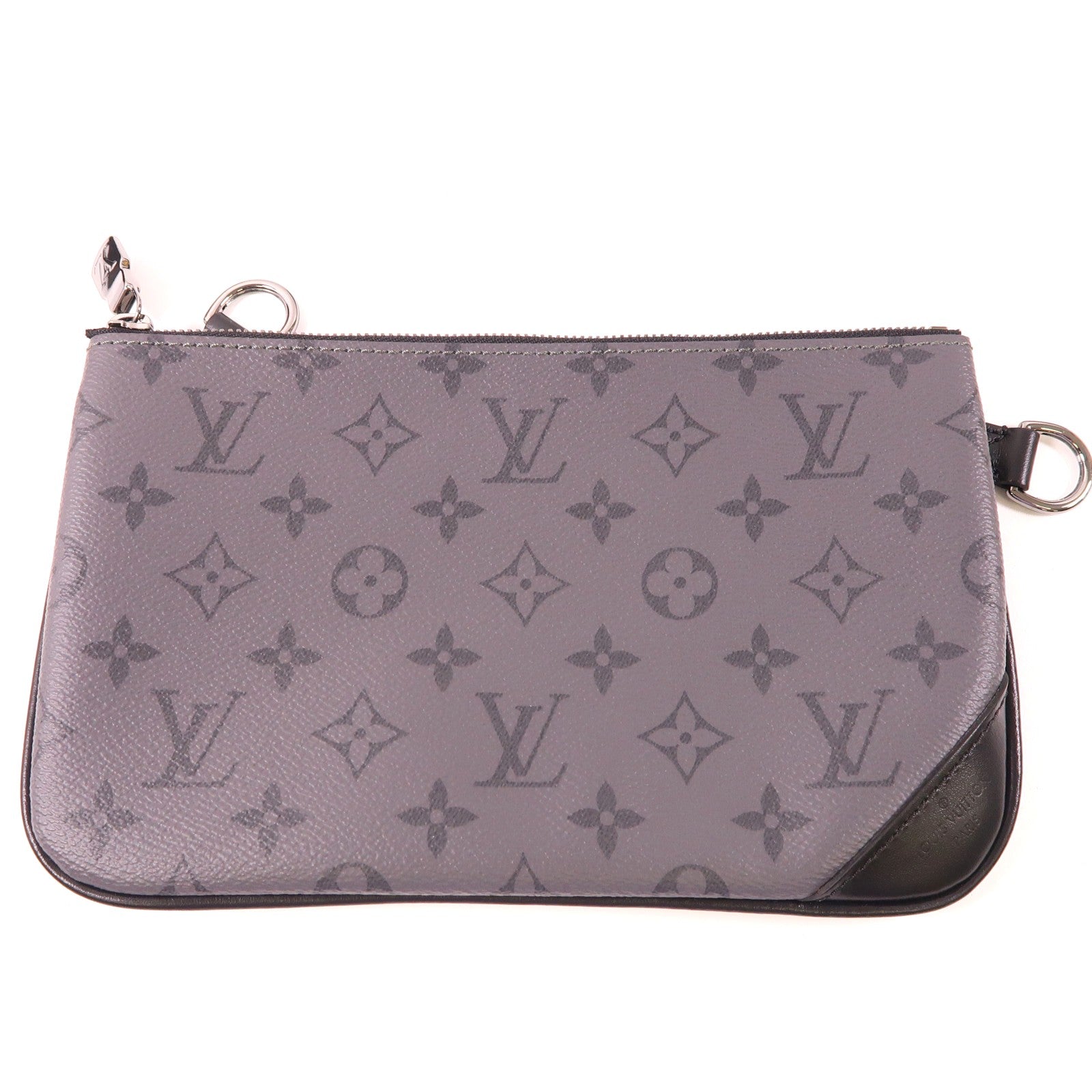 LOUIS VUITTON Monogram Eclipse Reverse Trio Messenger Bag銀扣肩背袋
