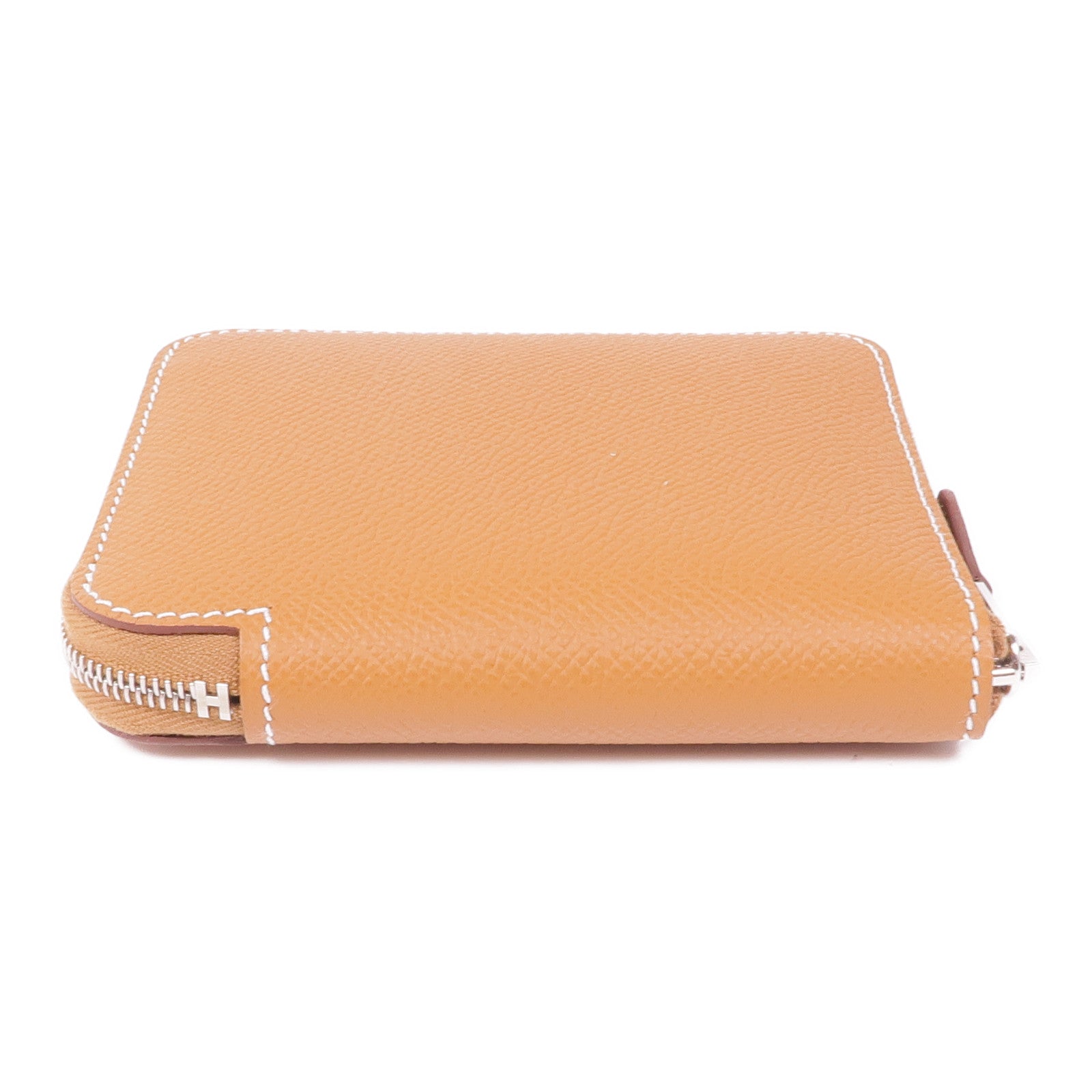 HERMES Epsom皮革Silk In Compact Wallet銀扣錢包Gold
