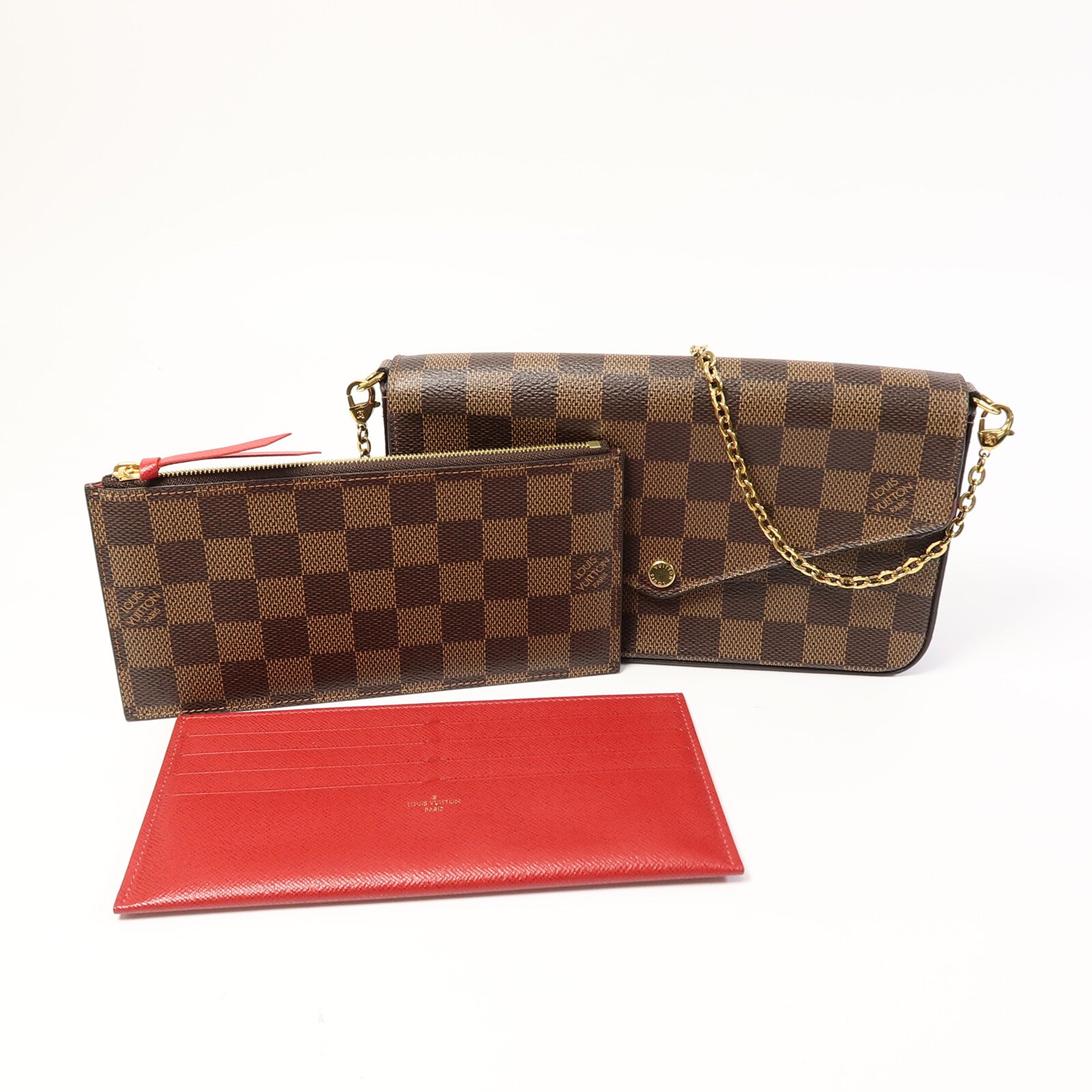 LOUIS VUITTON Damier Felice Pochette鏈帶肩背袋
