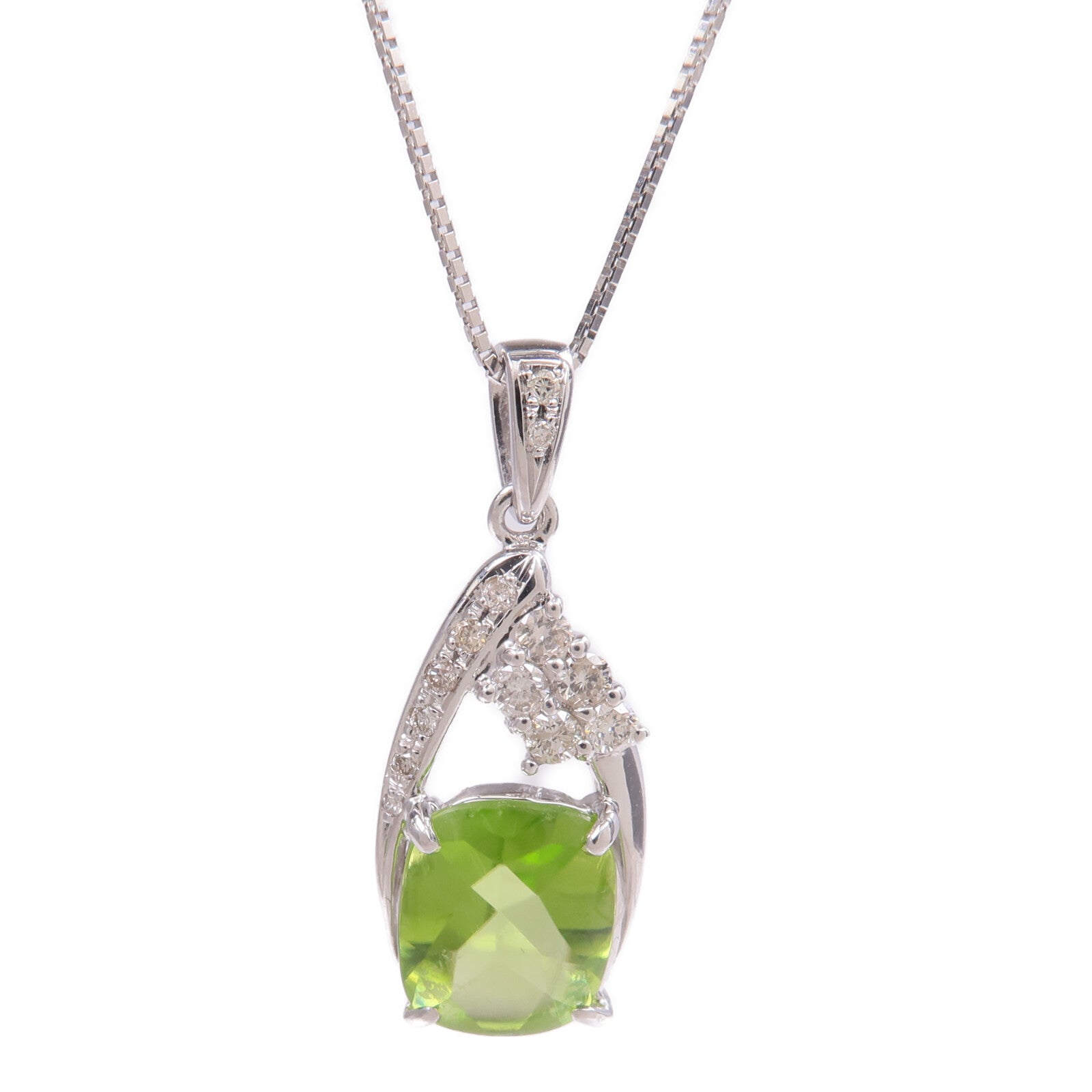 JEWELRY 【激減優惠】18K白金Peridot Diamnd Necklace橄欖石/鑽石項鍊