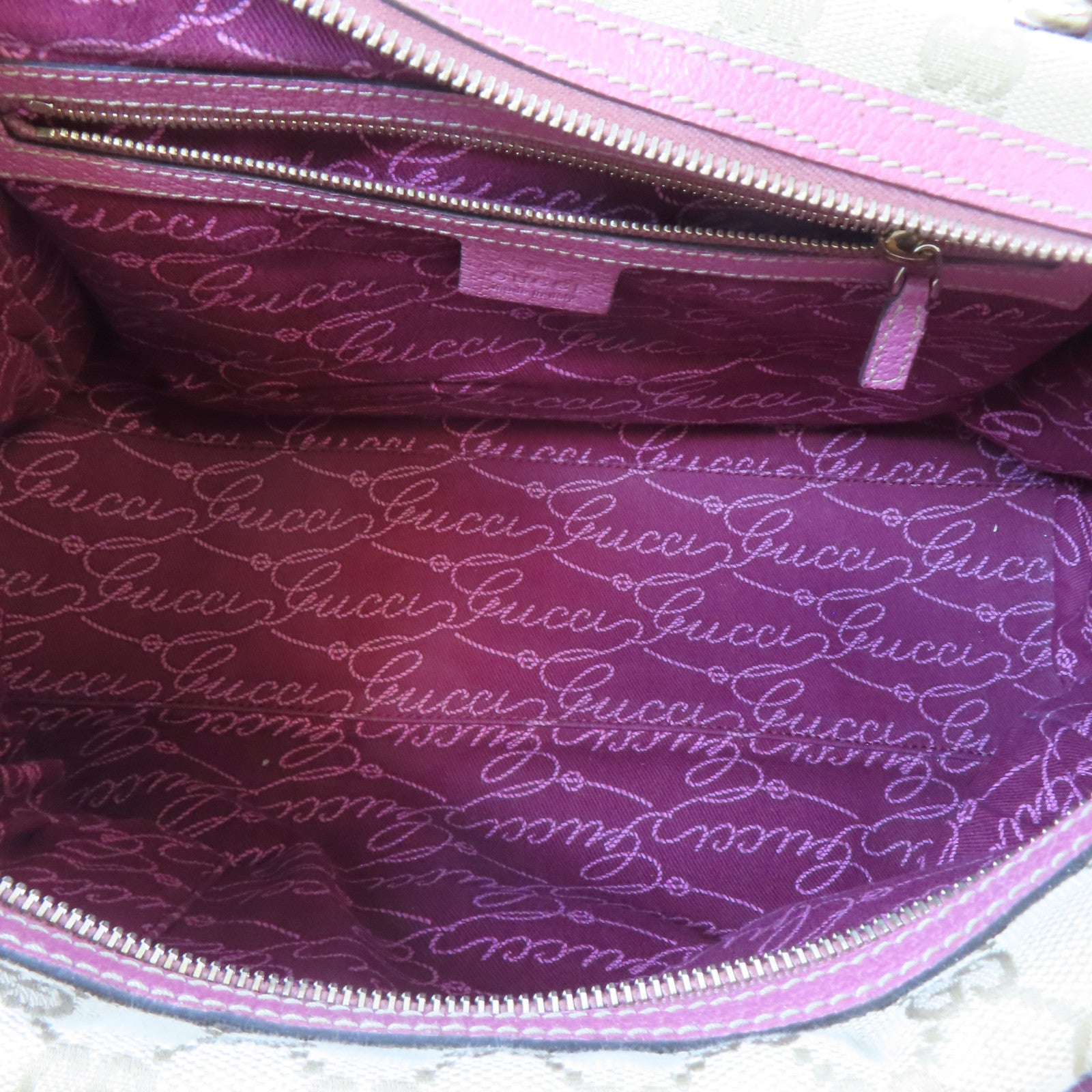 GUCCI 帆布Boston Bag金扣波士頓包棕色/粉紅色