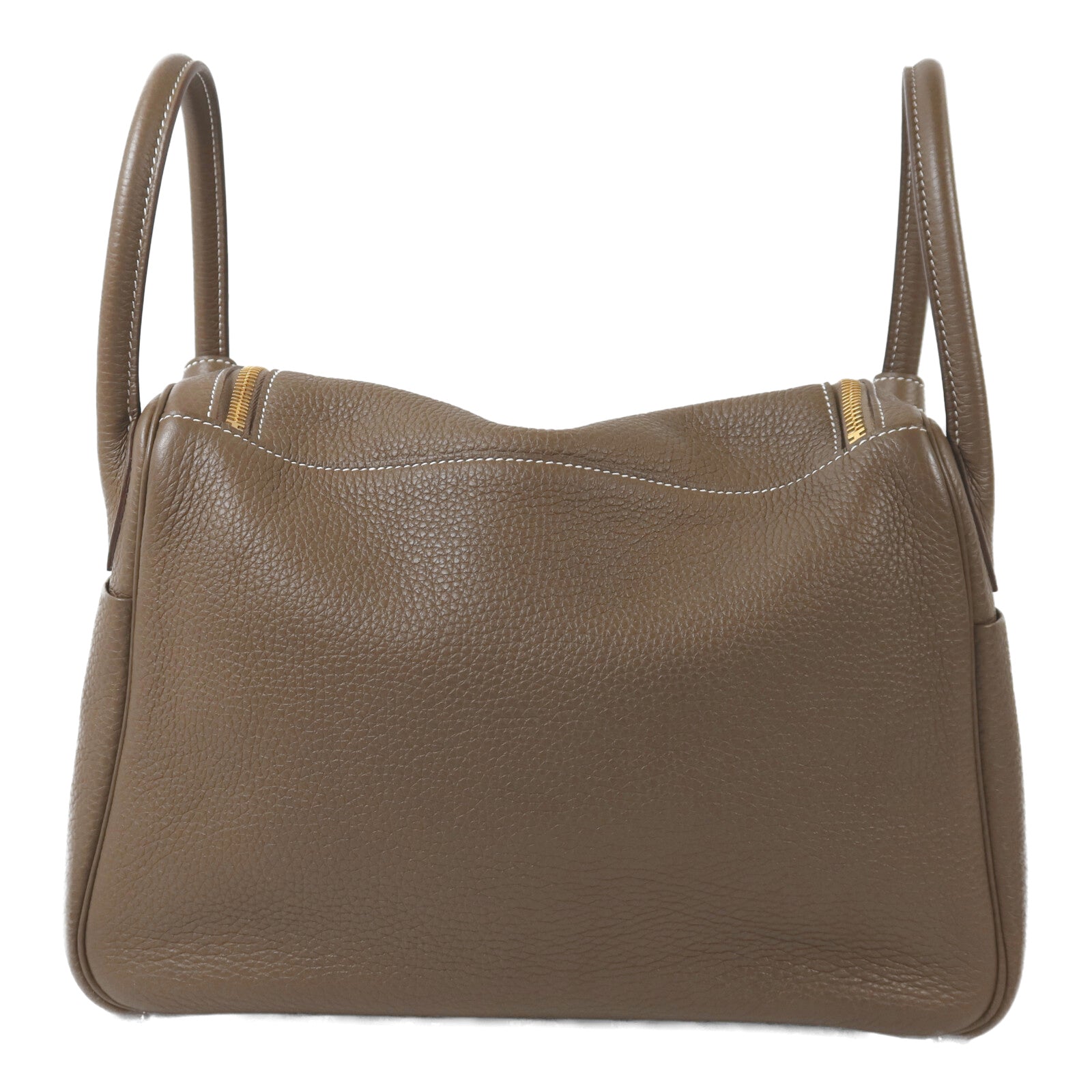 HERMES Clemence皮革Lindy 30金扣手挽肩背兩用袋Etoupe