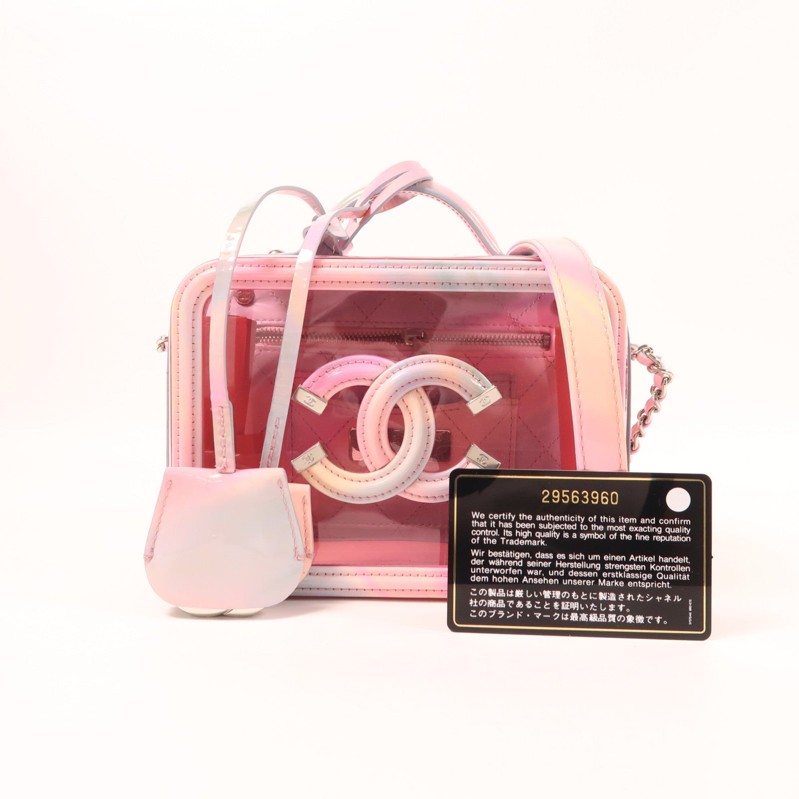 CHANEL PVC Vanity Case銀扣手挽肩背兩用袋