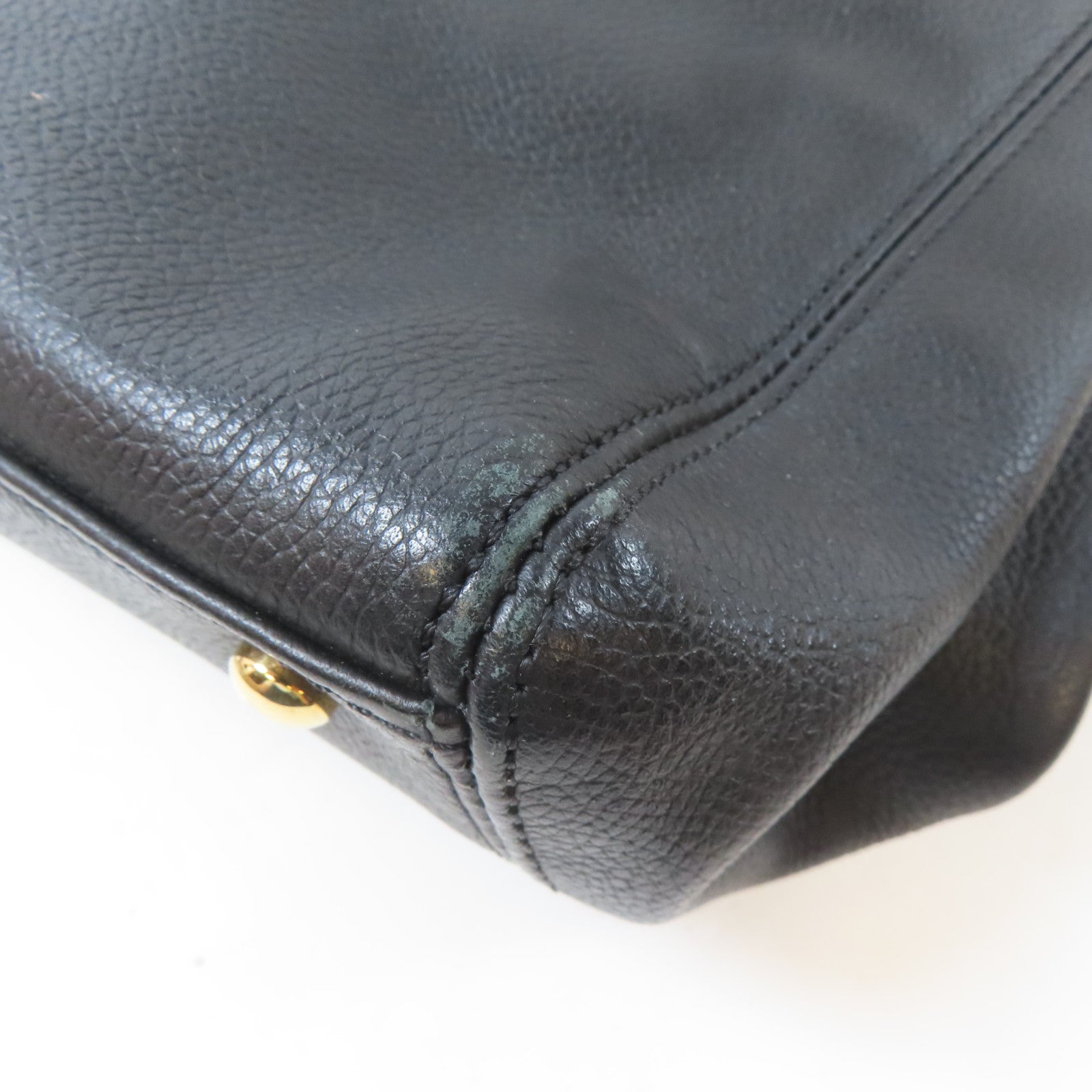 CHANEL 牛皮皮革Handbag金扣手挽袋黑色
