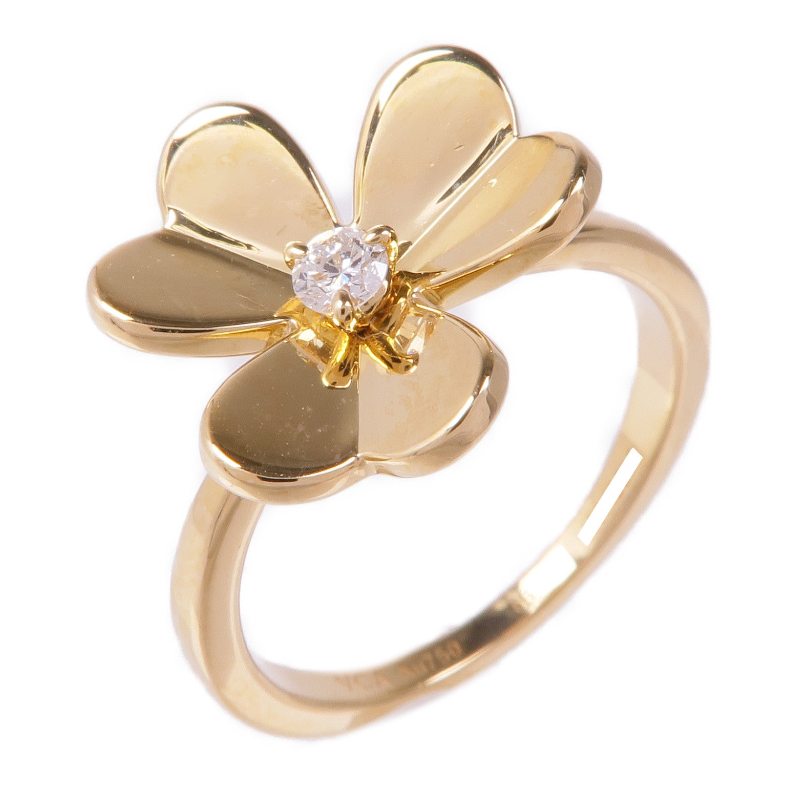 Van Cleef & Arpels 18K黃金Frivole鑽石戒指VCA#56/US#7.5