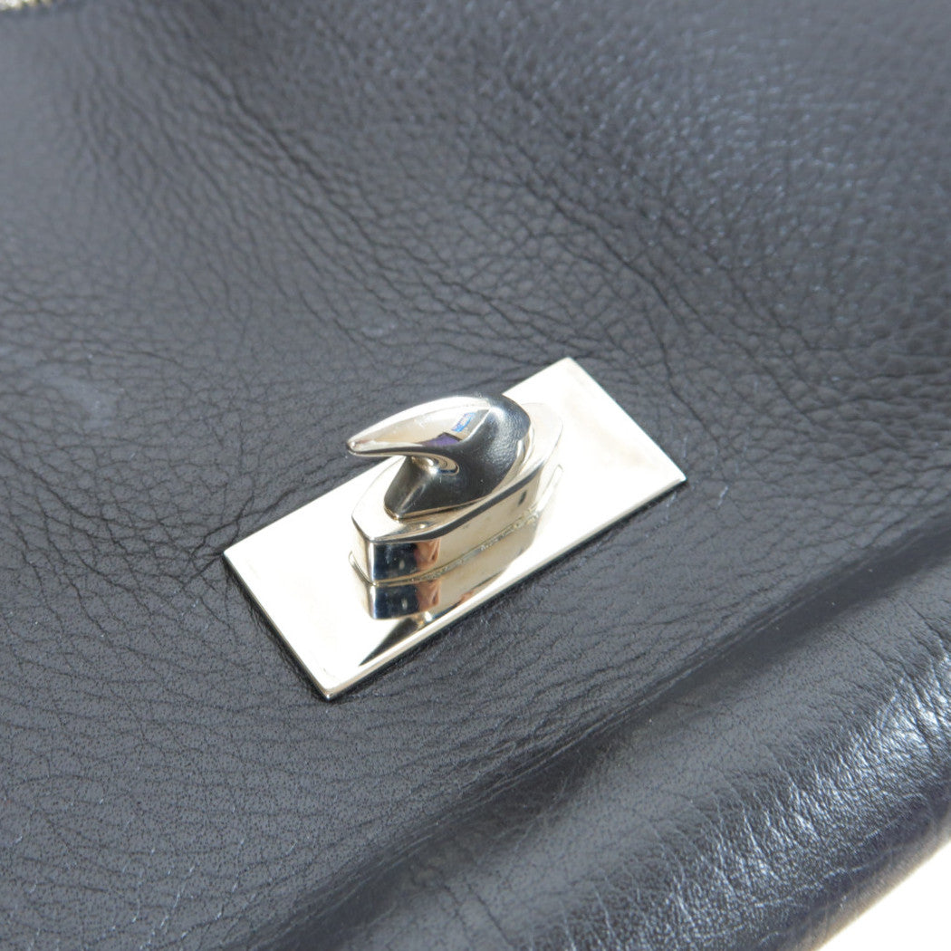 GIVENCHY 【激減優惠】牛皮皮革2 Way Shoulder Bag銀扣手挽肩背兩用袋黑色