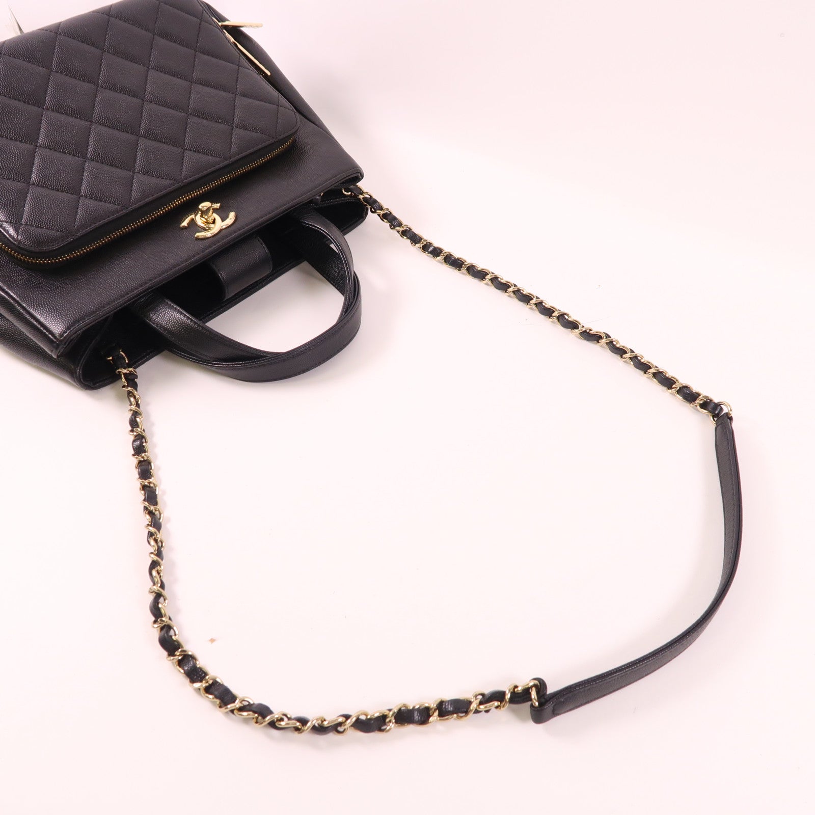 CHANEL 牛皮皮革2 Way Shoulder Bag金扣手挽肩背兩用袋