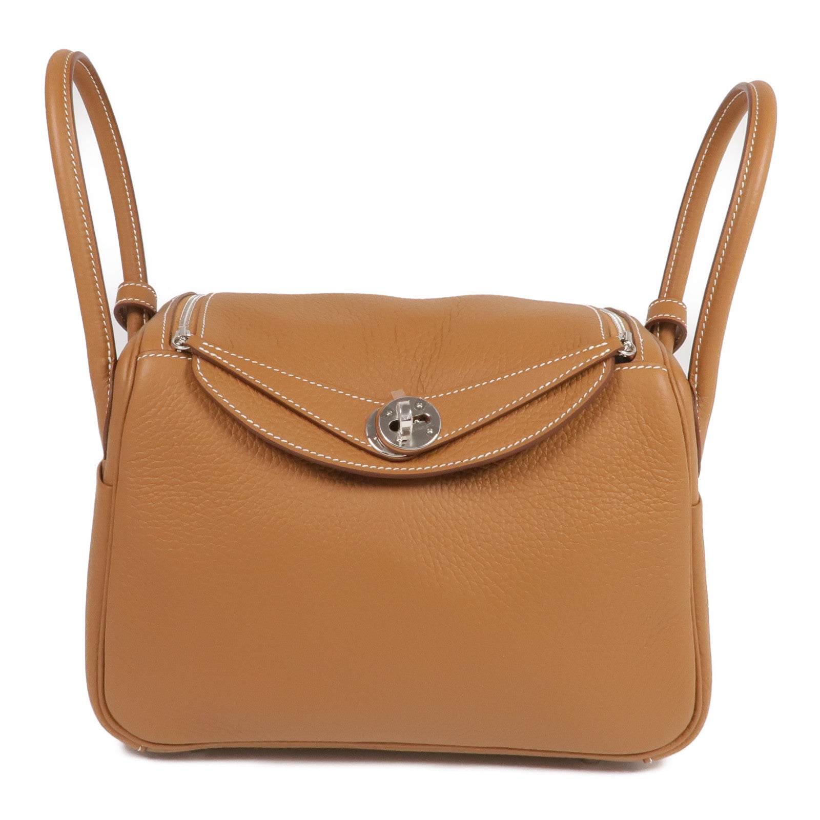 HERMES Clemence皮革Lindy 26銀扣手挽肩背兩用袋Gold