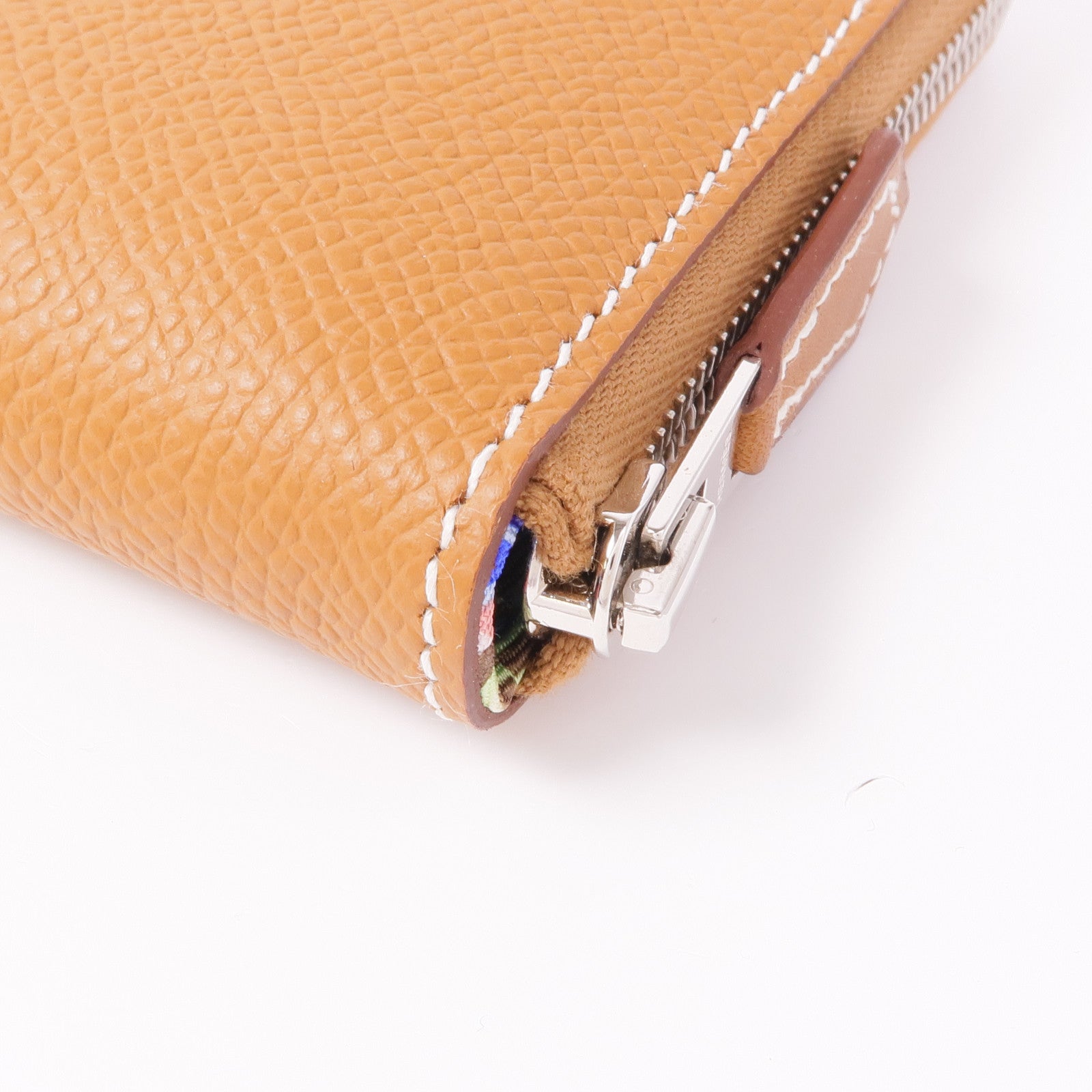 HERMES Epsom皮革Silk In Compact Wallet銀扣錢包Gold