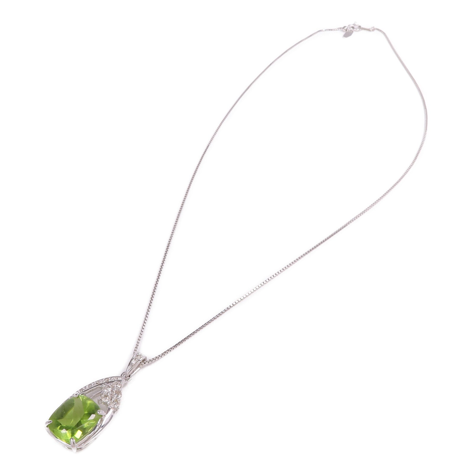 JEWELRY 【激減優惠】18K白金Peridot Diamnd Necklace橄欖石/鑽石項鍊