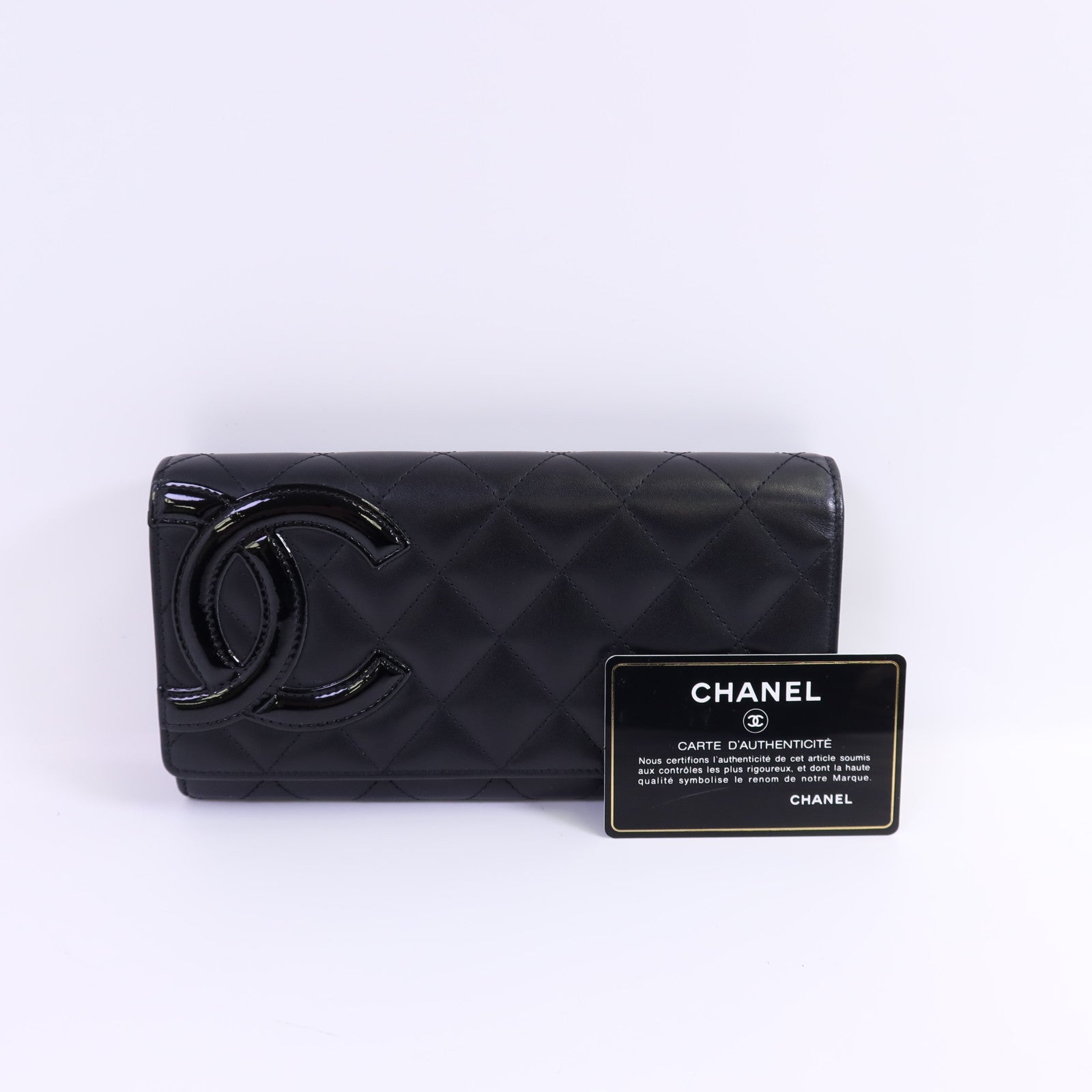 CHANEL 牛皮皮革Cambon Long Wallet銀扣長錢包