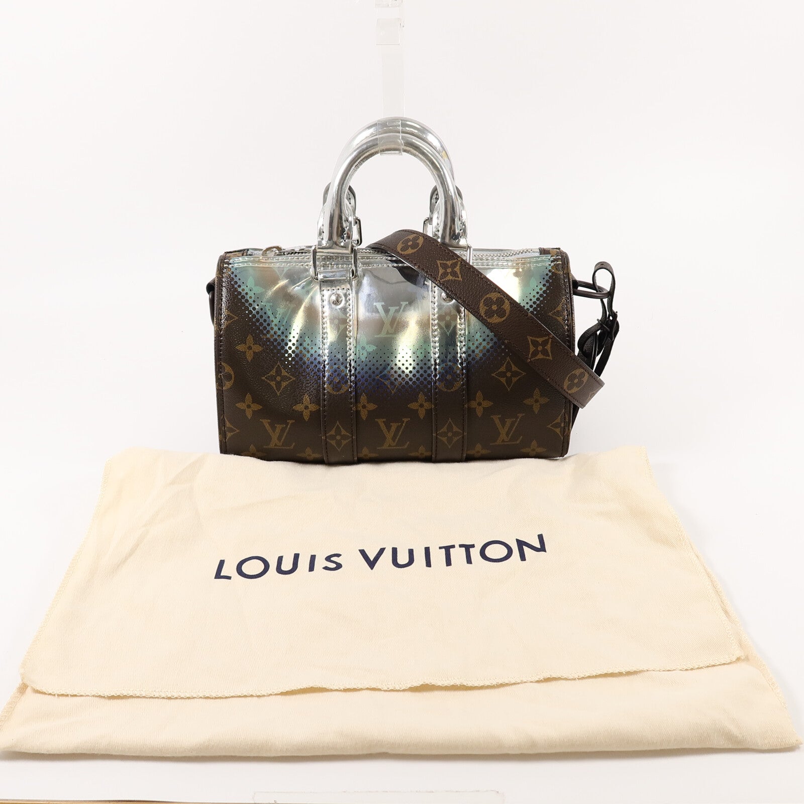 LOUIS VUITTON Monogram Metallic Nebula Keepall Bandouliere 25 手挽肩背兩用袋