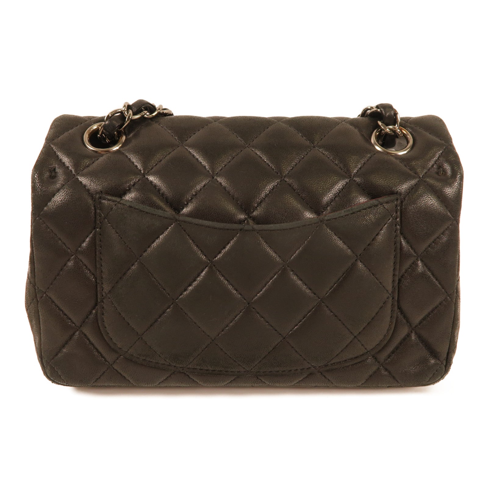 CHANEL 羊皮皮革Mini Classic 20銀扣肩背袋