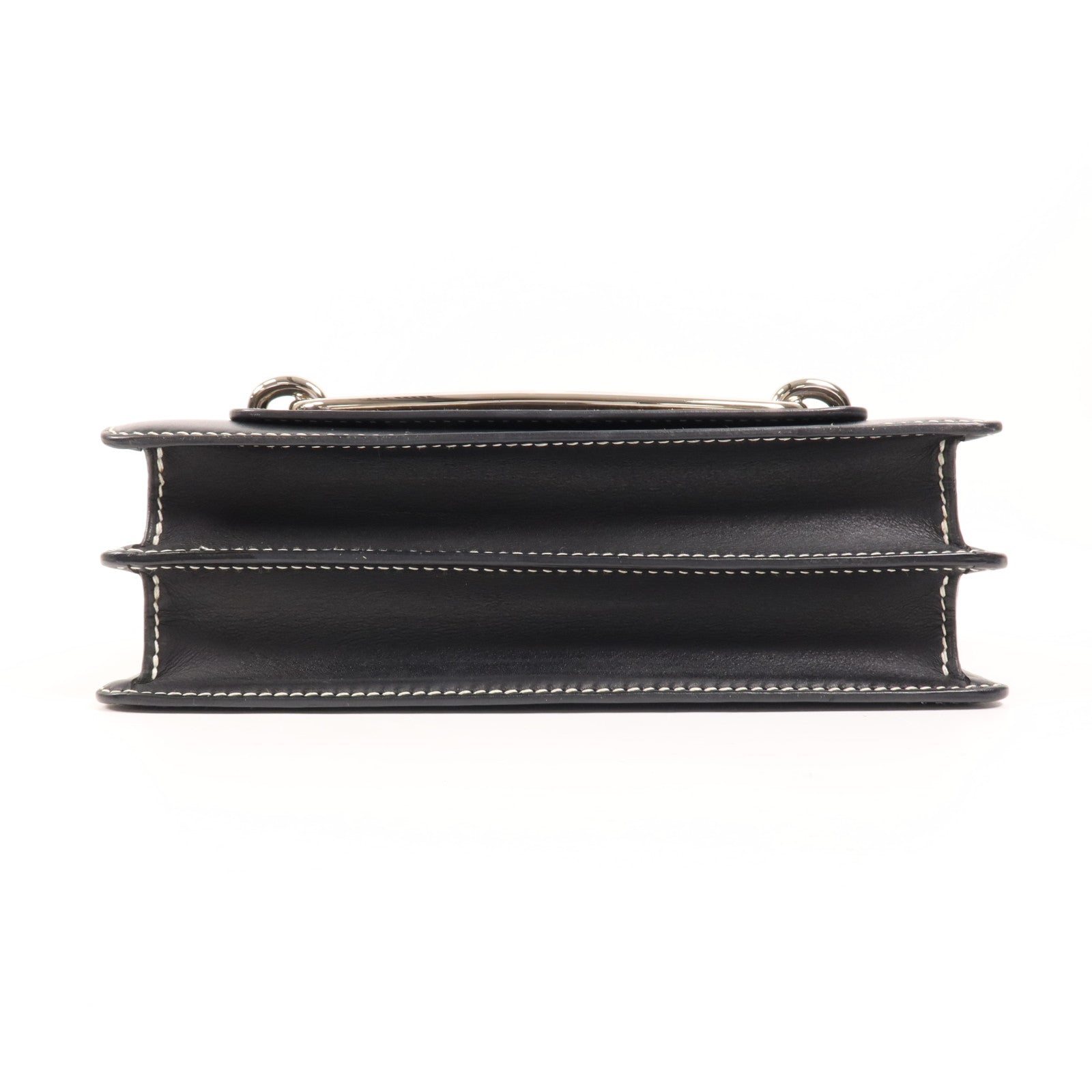 HERMES Sombrero皮革Roulis 23銀扣肩背袋Noir