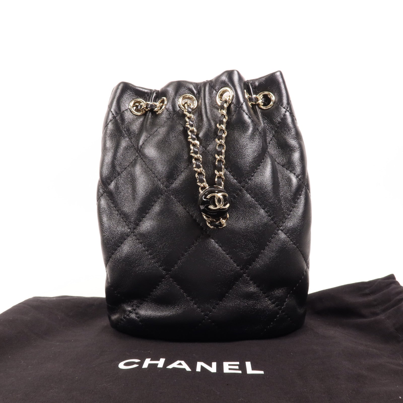 CHANEL 牛皮皮革Rucksack金扣背包