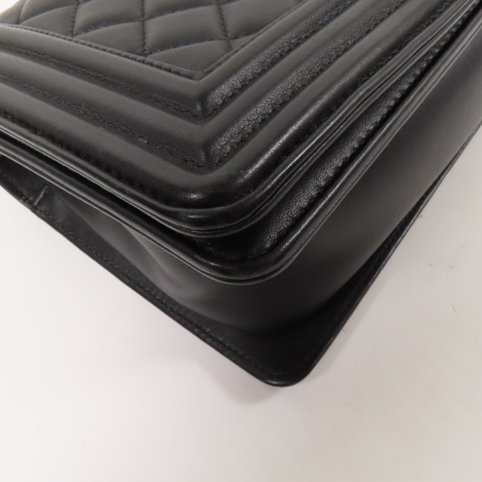 CHANEL 羊皮皮革Boy 25 2Way Shoulder Bag金扣鏈帶手挽肩背兩用袋