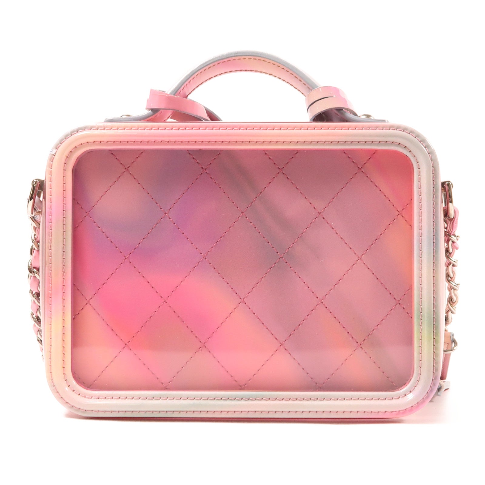 CHANEL PVC Vanity Case銀扣手挽肩背兩用袋