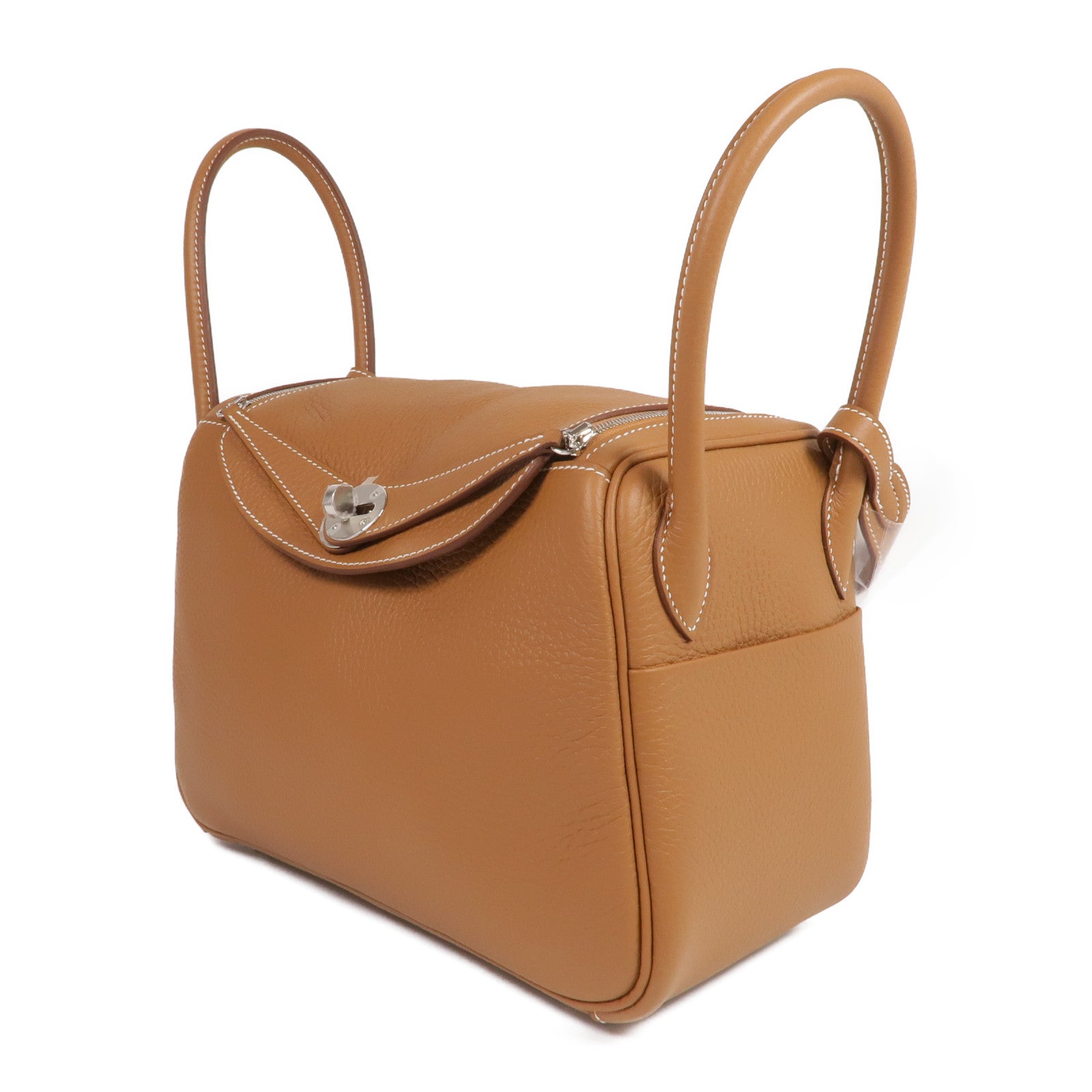 HERMES Clemence皮革Lindy 26銀扣手挽肩背兩用袋Gold