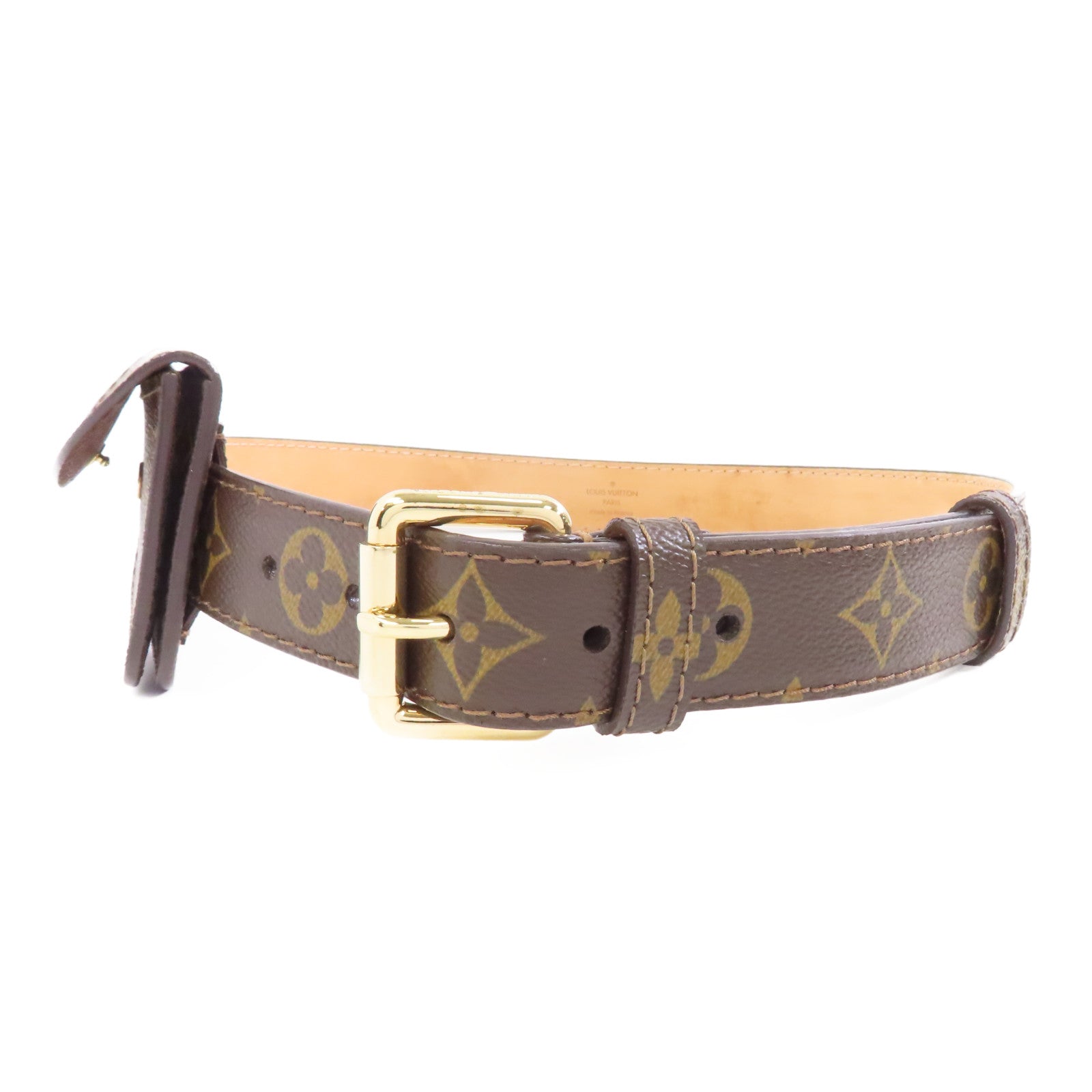 LOUIS VUITTON Monogram Ceinture Pochette#80金扣腰包啡色