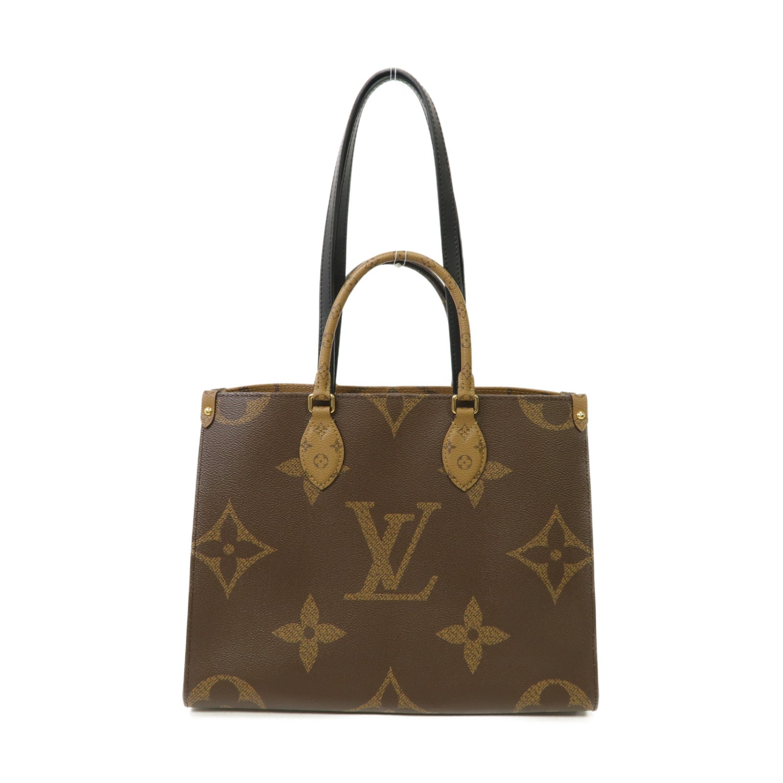 LOUIS VUITTON Monogram Giant Reverse OnTheGo MM金扣手挽肩背兩用袋棕色