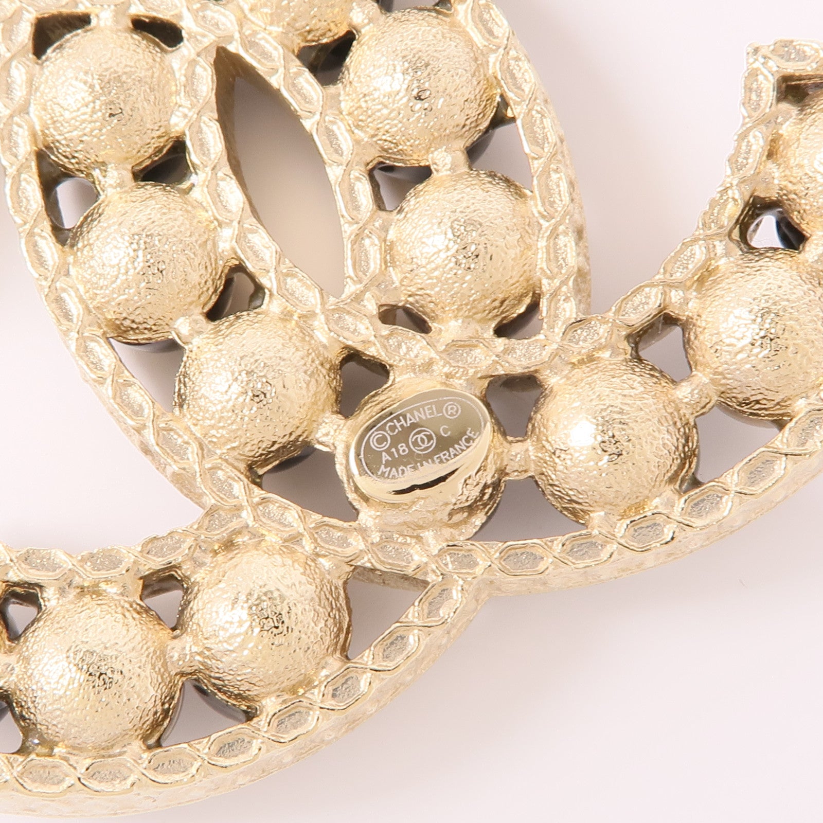 CHANEL CC Brooch Accessories Metal PVC Gold Black
