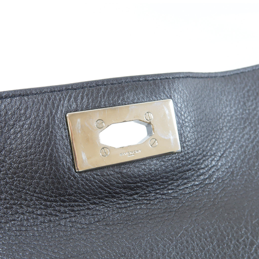 GIVENCHY 【激減優惠】牛皮皮革2 Way Shoulder Bag銀扣手挽肩背兩用袋黑色