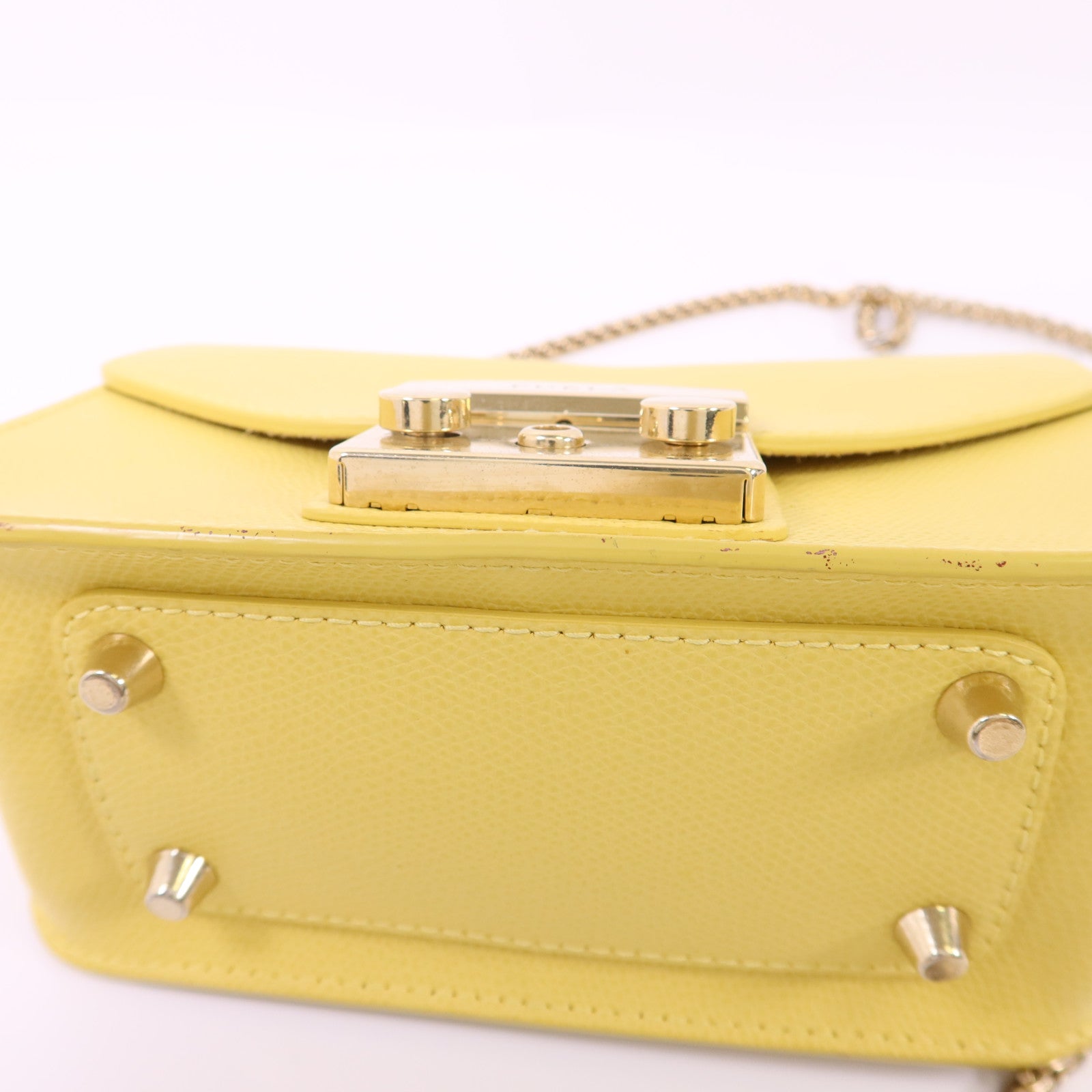 Furla 牛皮皮革Chain Shoulder Bag金扣鏈帶肩背袋
