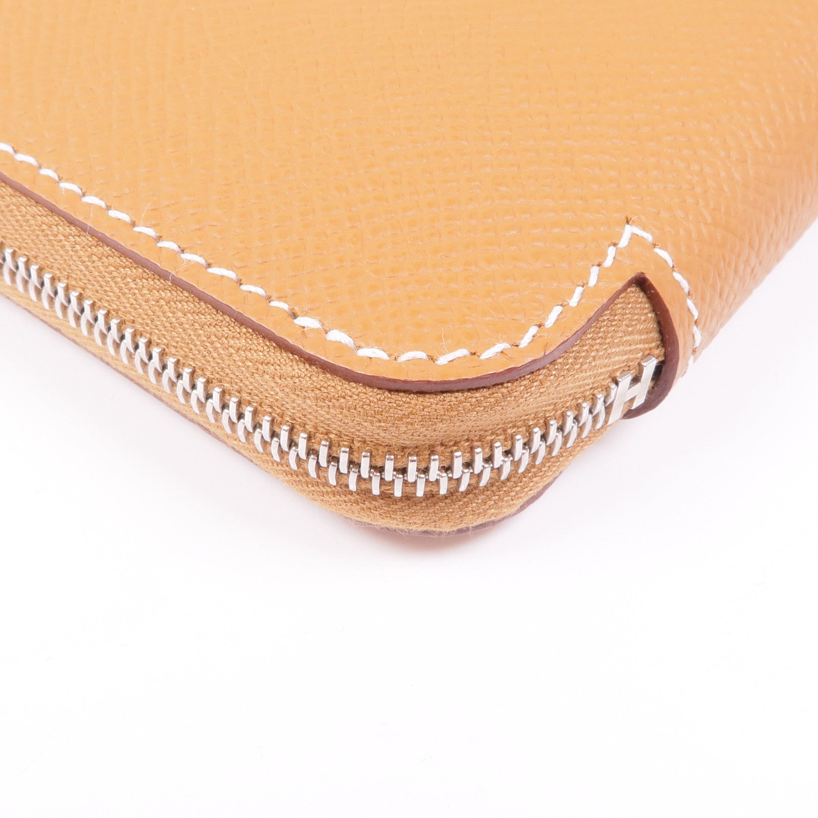 HERMES Epsom皮革Silk In Compact Wallet銀扣錢包Gold