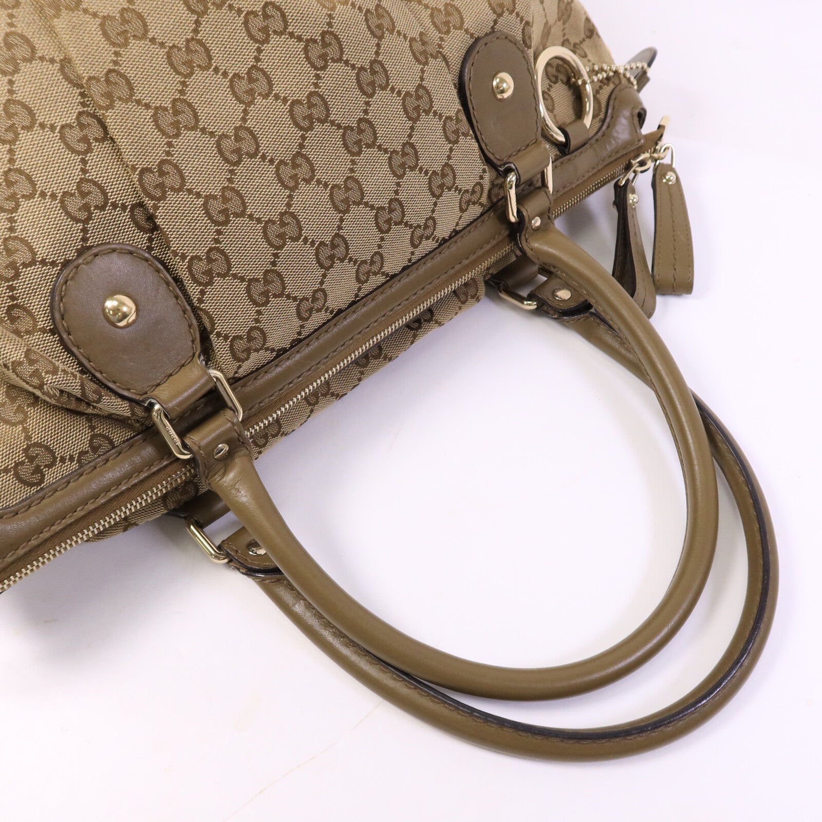 GUCCI 牛皮皮革/帆布2 Way Shoulder金扣手挽肩背兩用袋