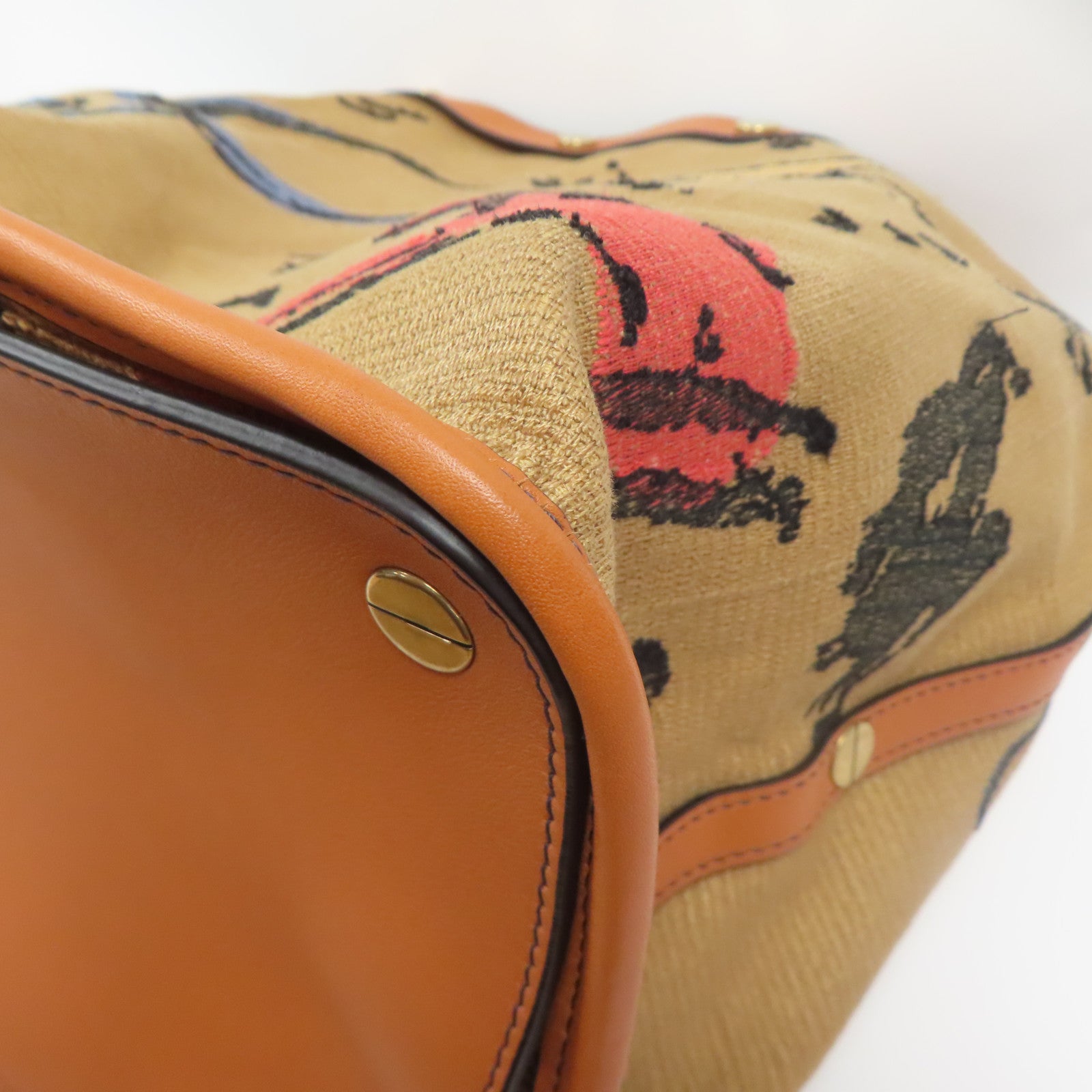 Dior 【激減優惠】帆布/牛皮皮革Shoulder Bag金扣肩背袋啡色