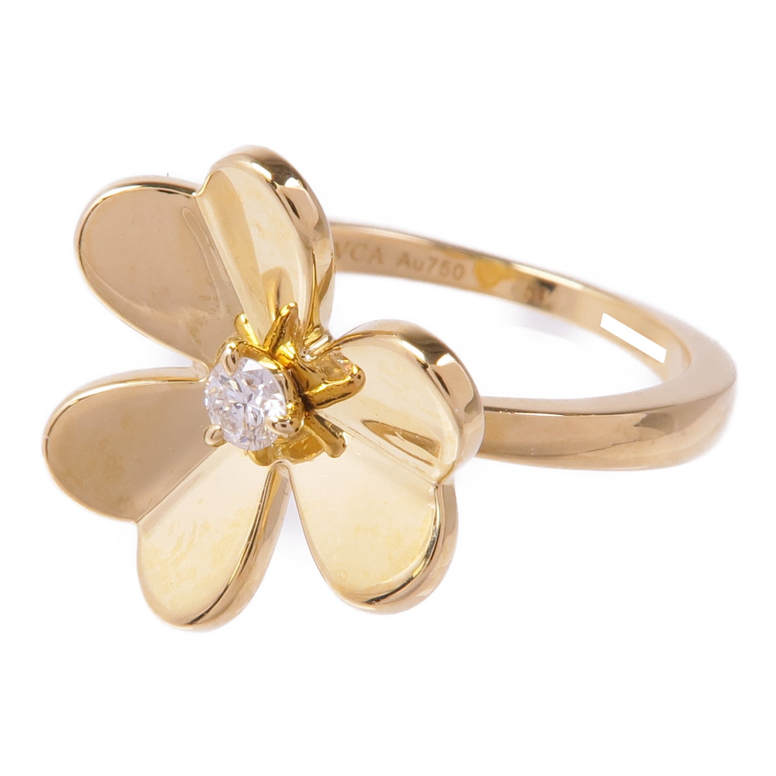 Van Cleef & Arpels 18K黃金Frivole鑽石戒指VCA#56/US#7.5