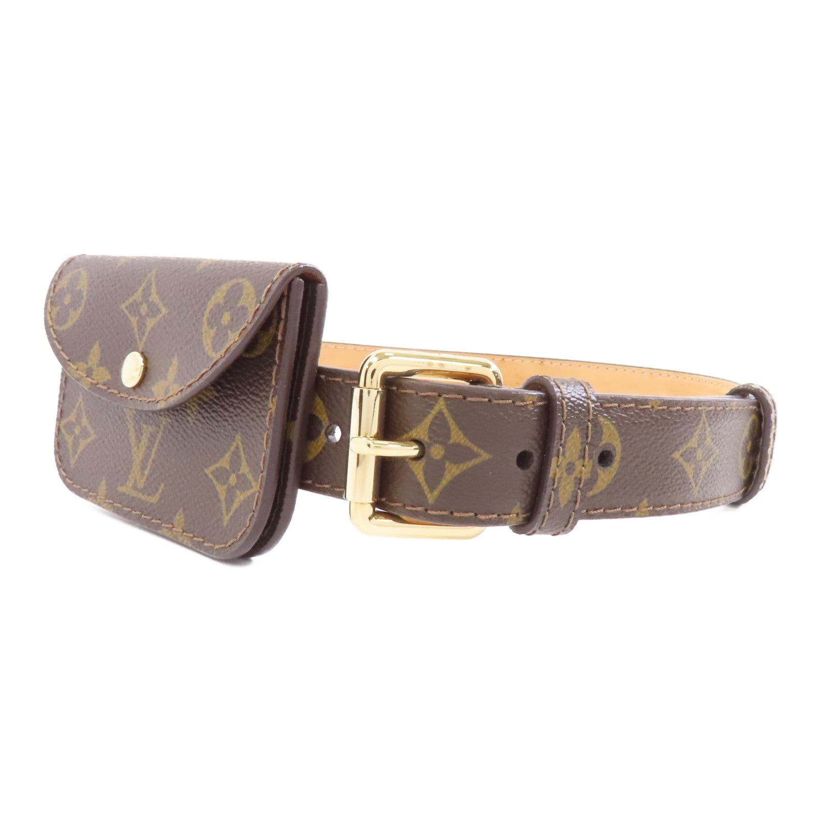 LOUIS VUITTON Monogram Ceinture Pochette#80金扣腰包啡色