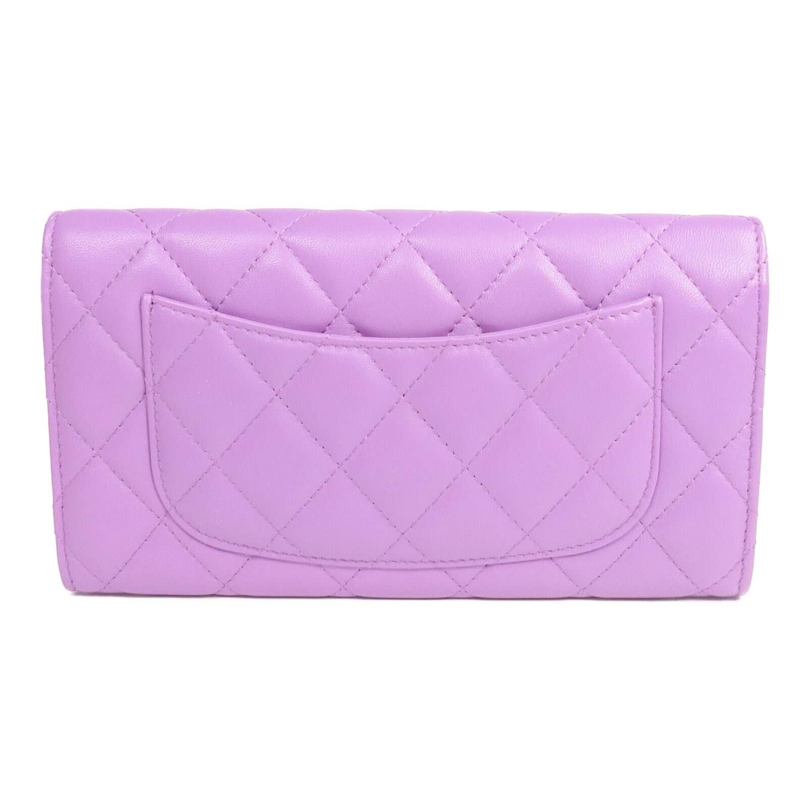 CHANEL 羊皮皮革Long Wallet銀扣長錢包
