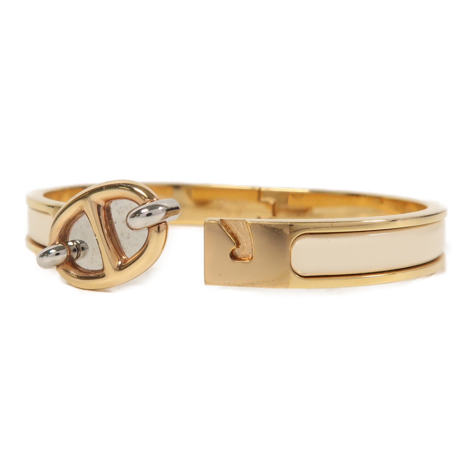 HERMES 金屬Mini Clic Chaine D'Ancre Bracelet手鐲米色/金色