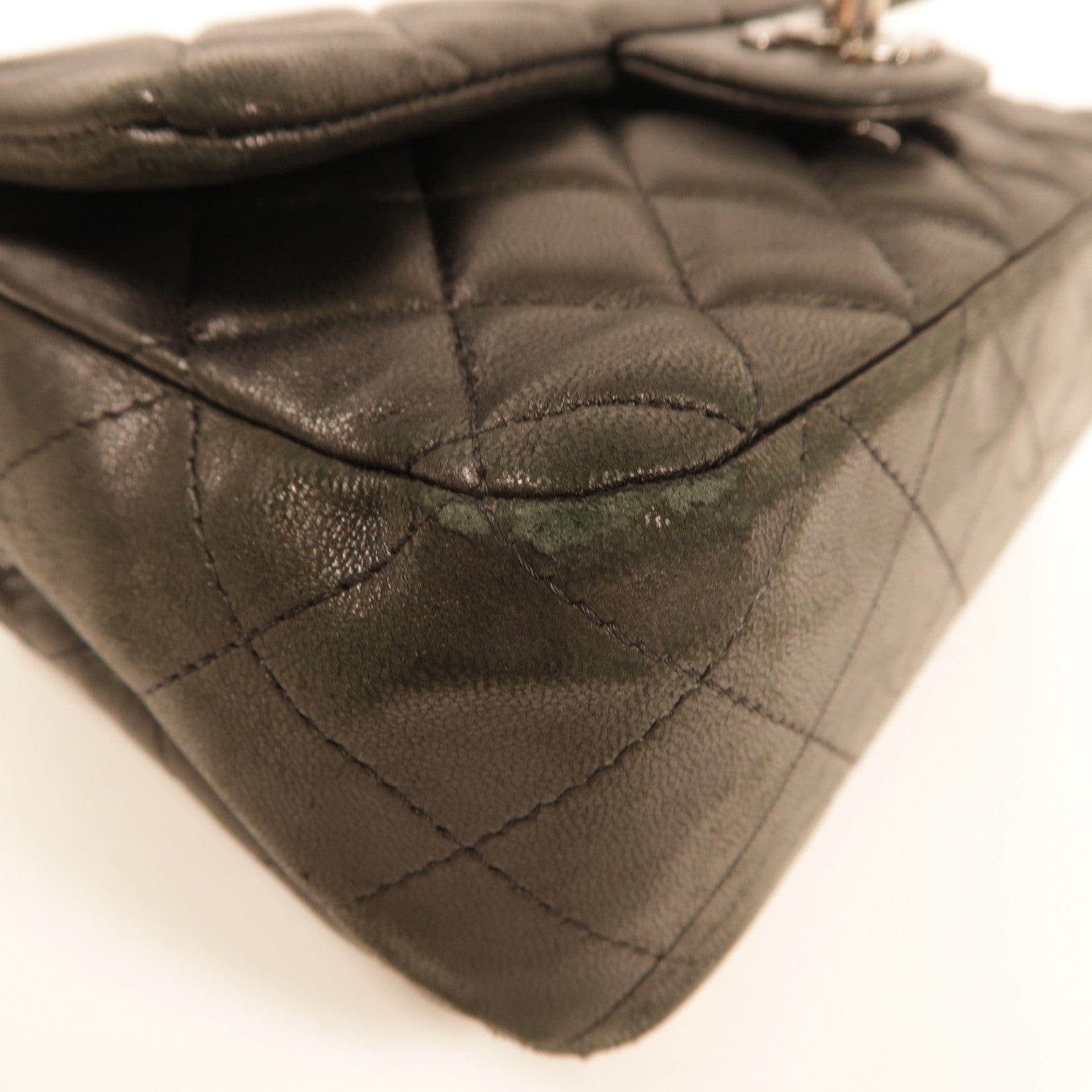 CHANEL 羊皮皮革Mini Classic 20銀扣肩背袋