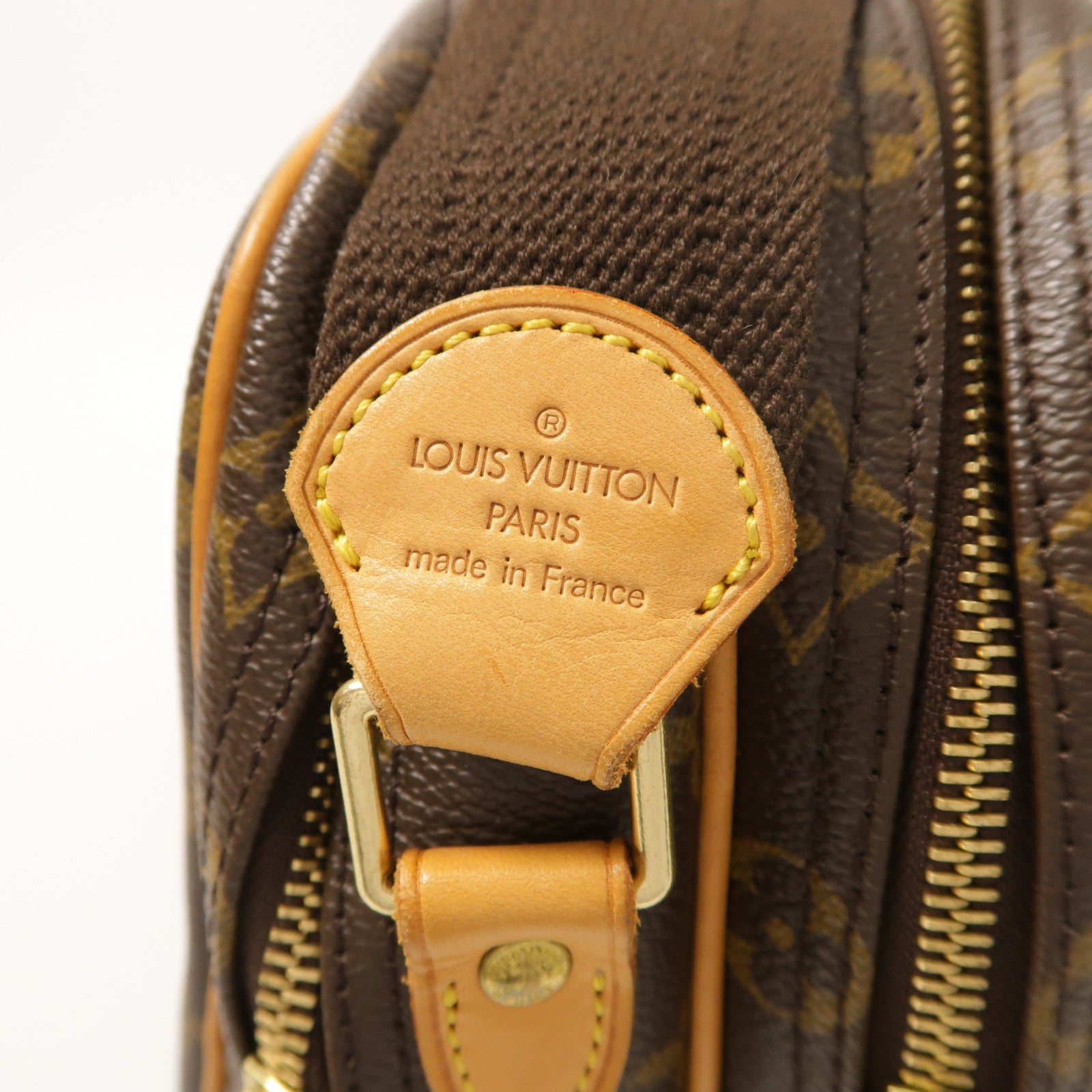 LOUIS VUITTON Monogram Reporter PM金扣肩背袋棕色